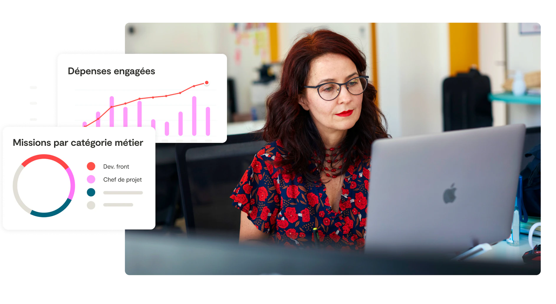 picture of a woman in front of a laptop looking at reporting on Malt