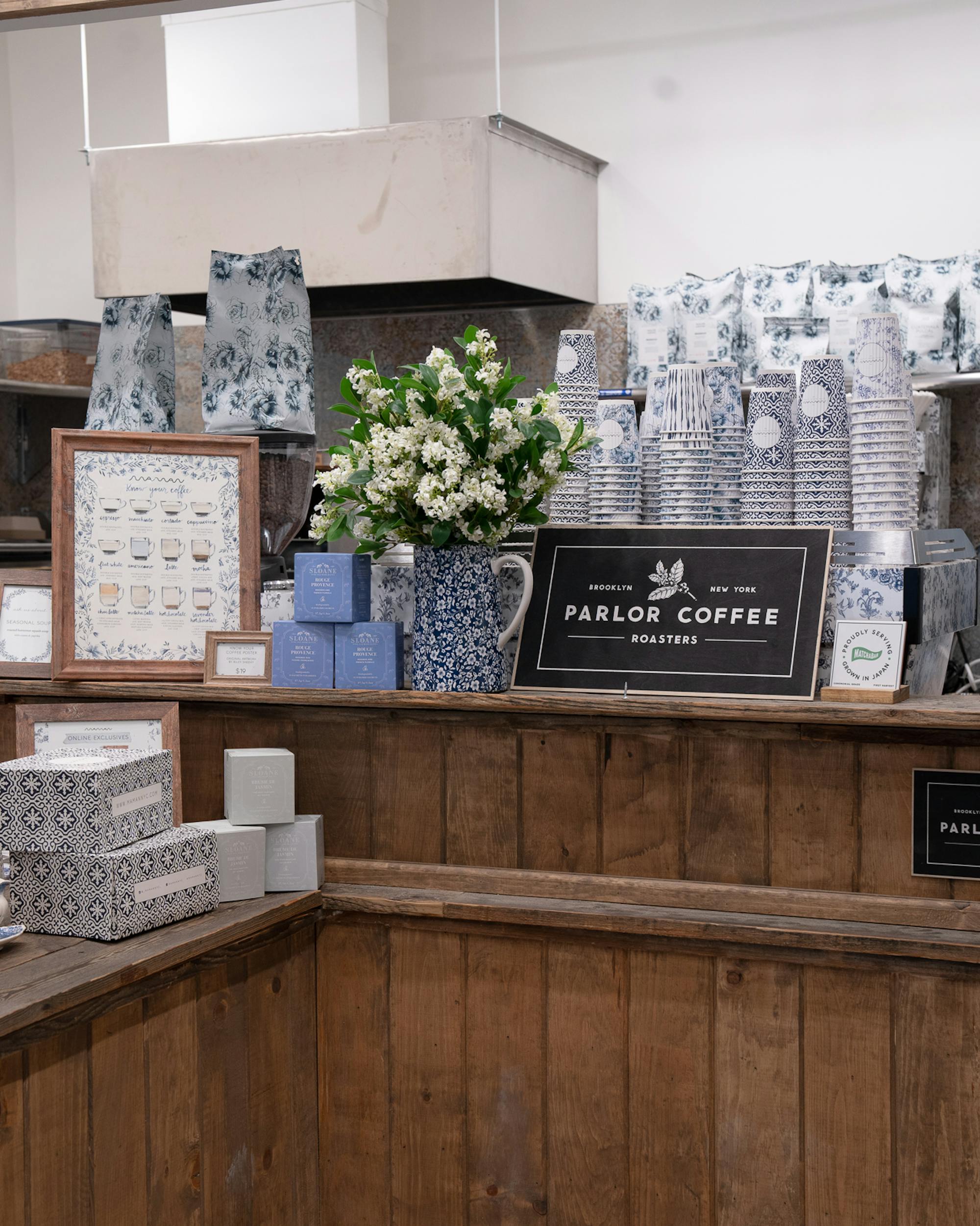 countertop with cups
