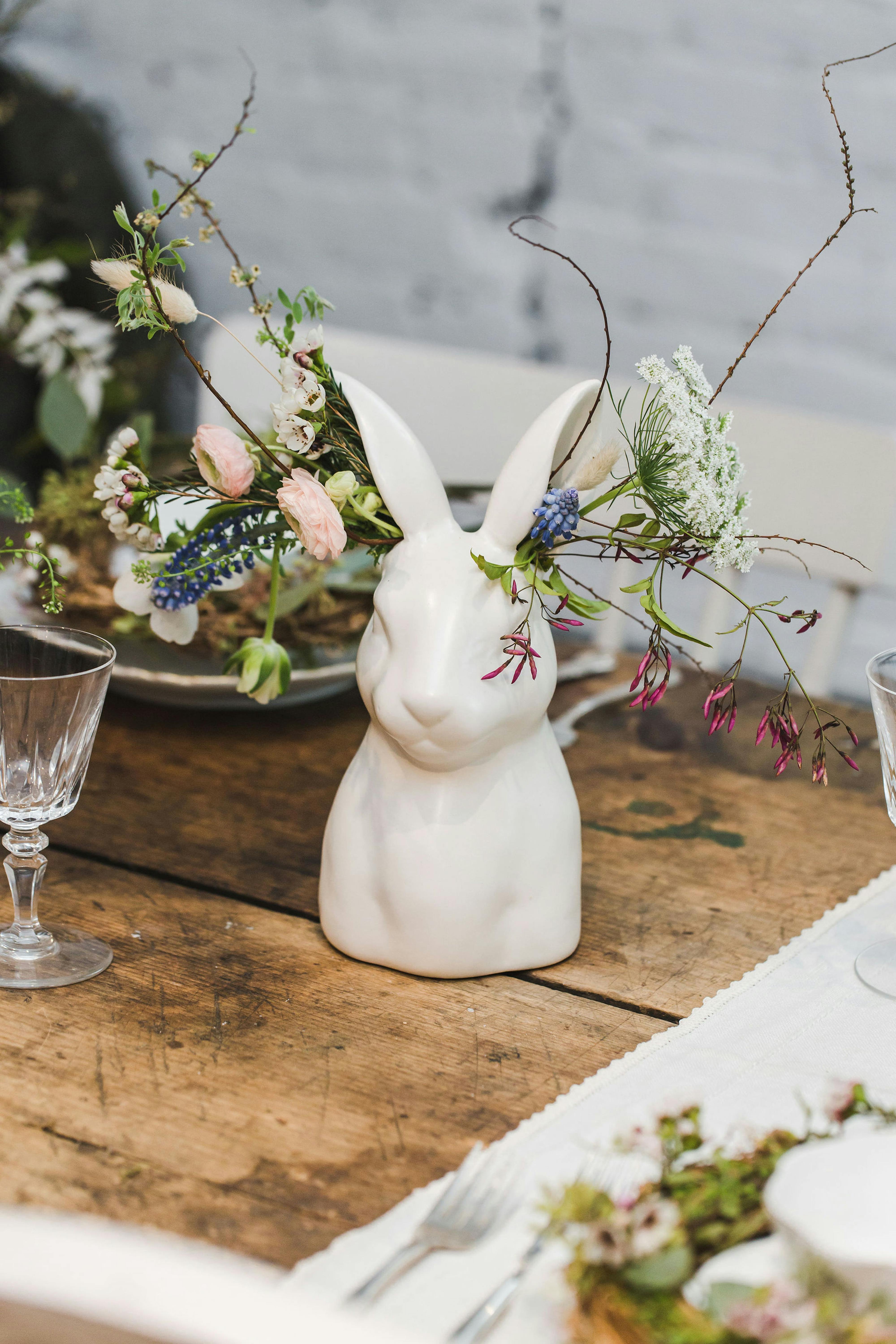 Bunny Vase With Flowers