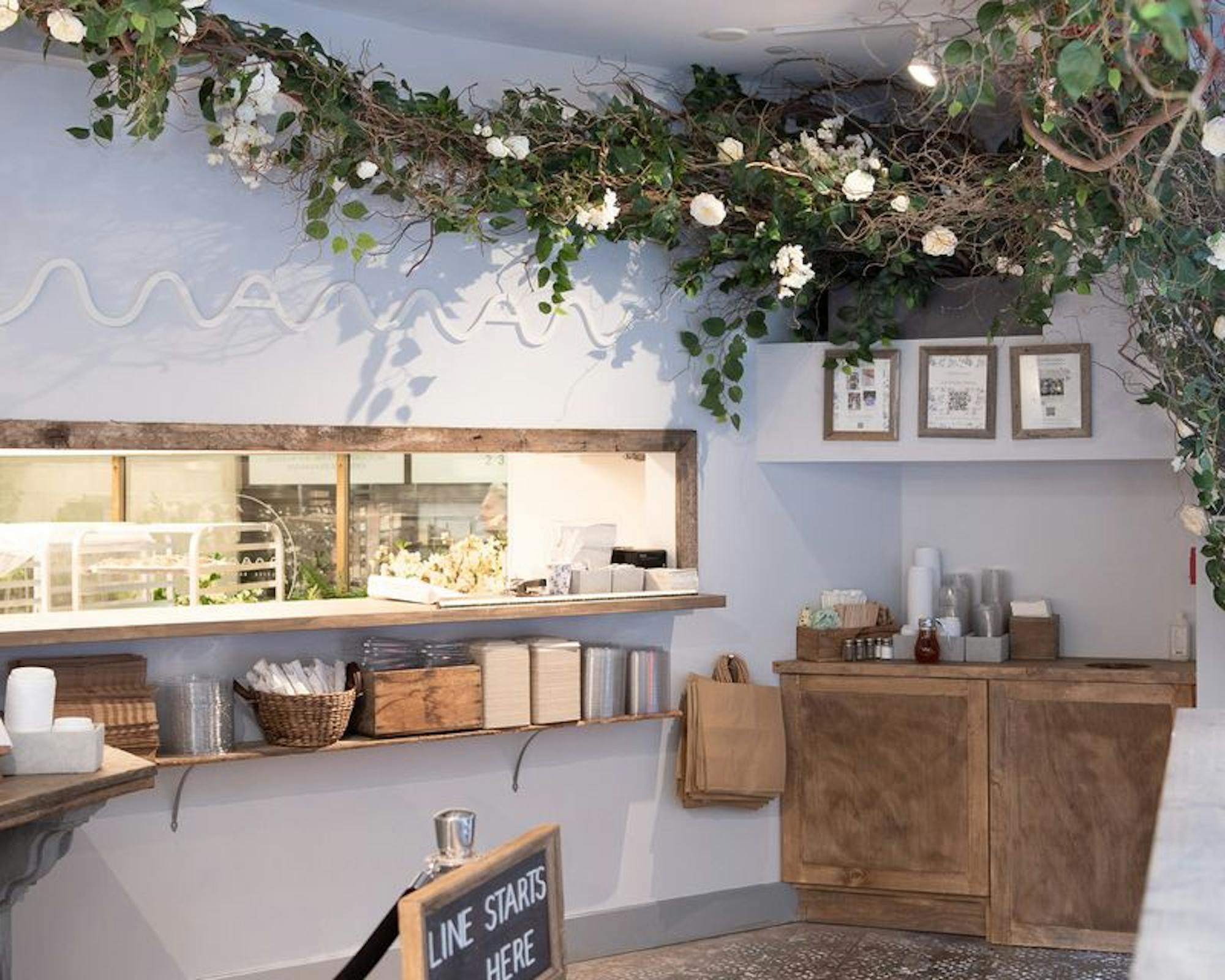 pick up counter with shelves