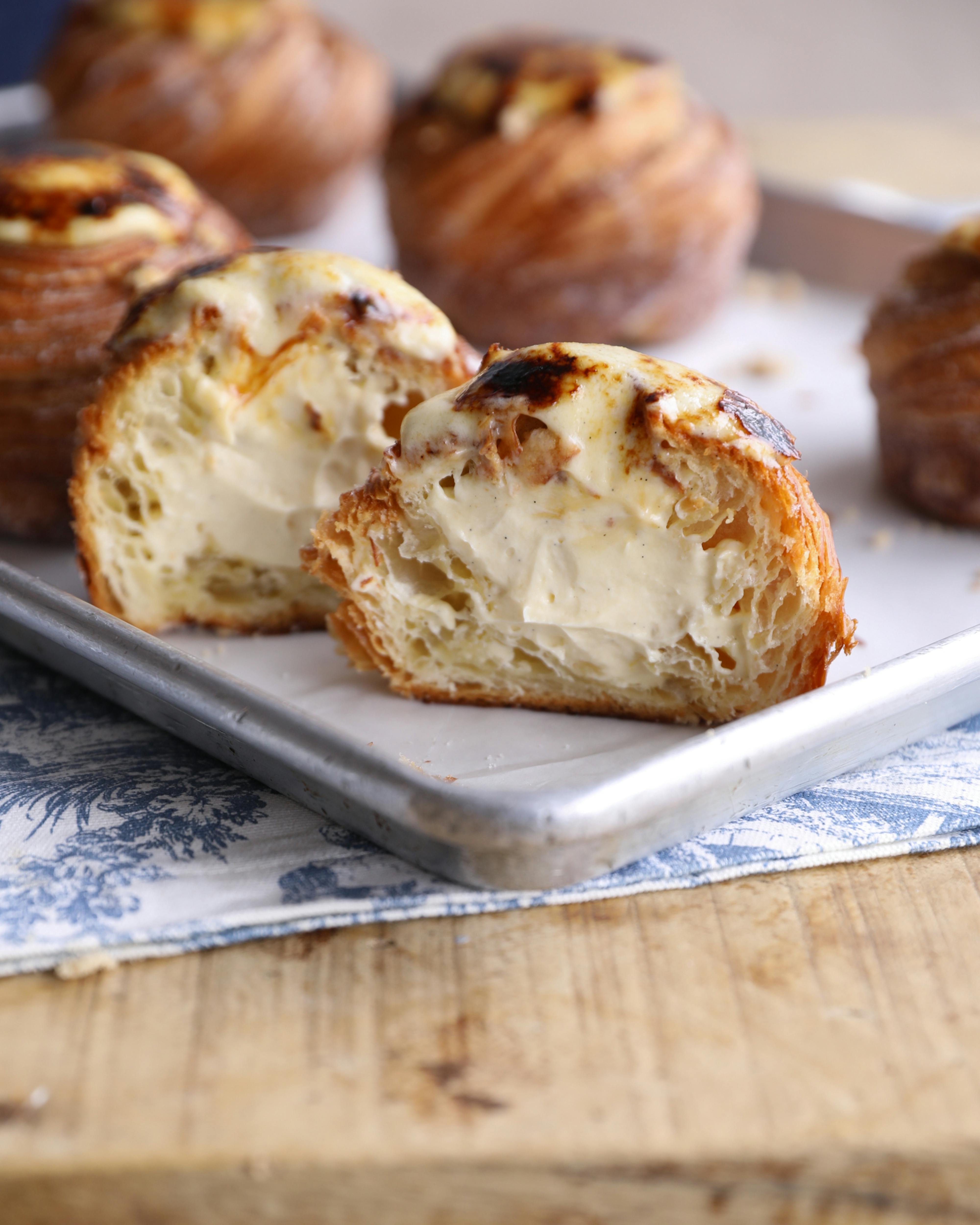 creme brulee sugar buns in half