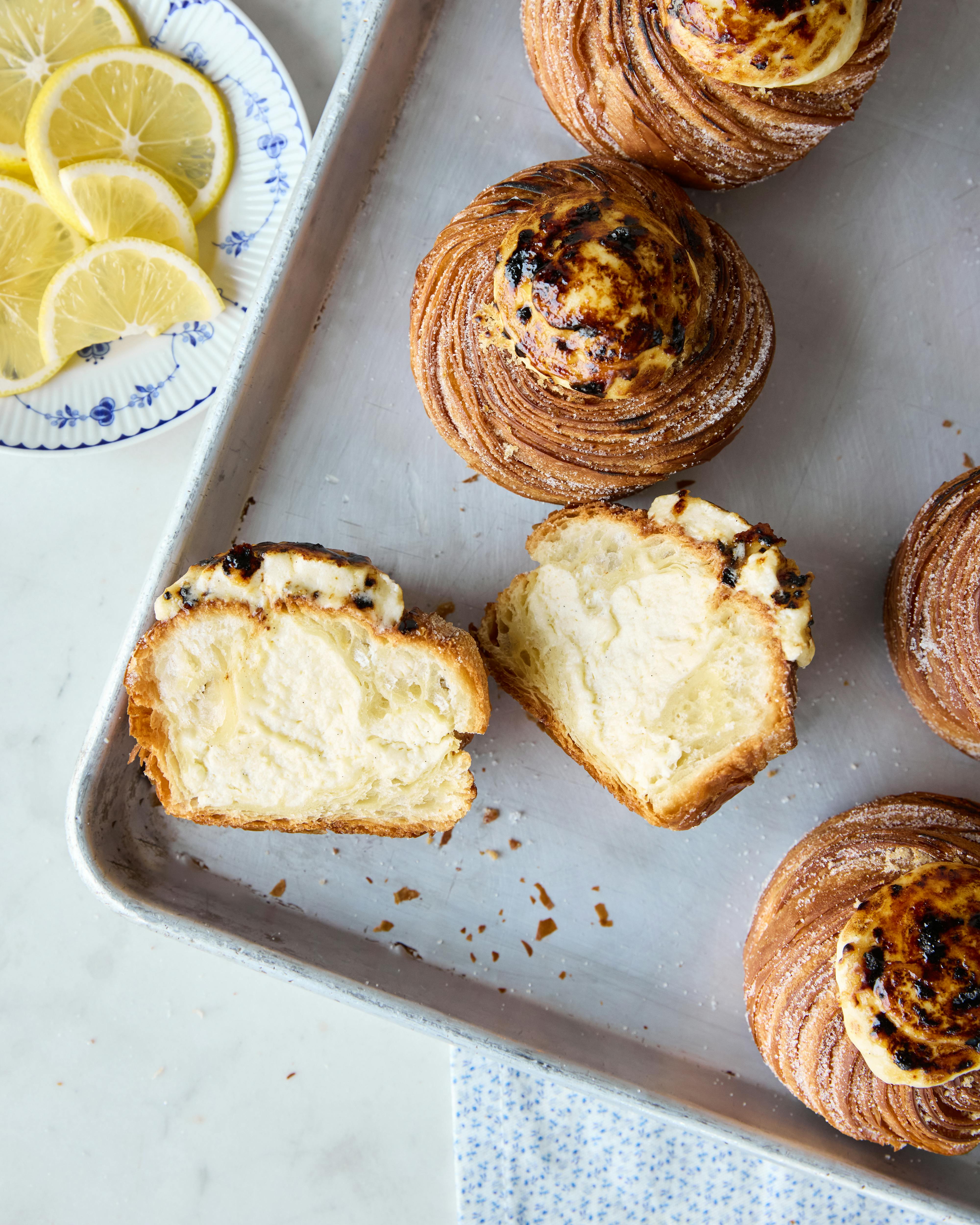 martha stewart lemon creme brûlée sugar bun on sheet pan