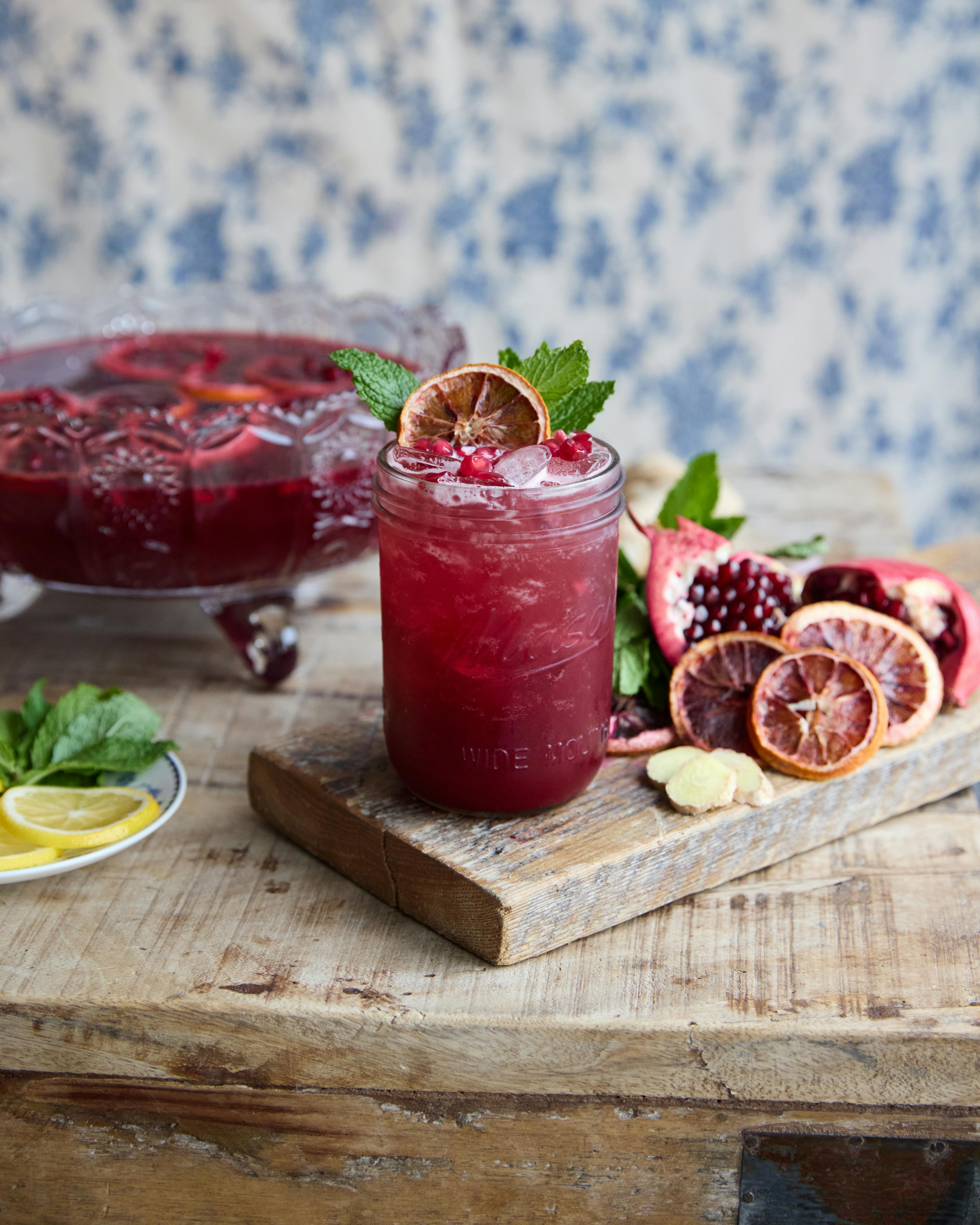 pomegranate punch on table