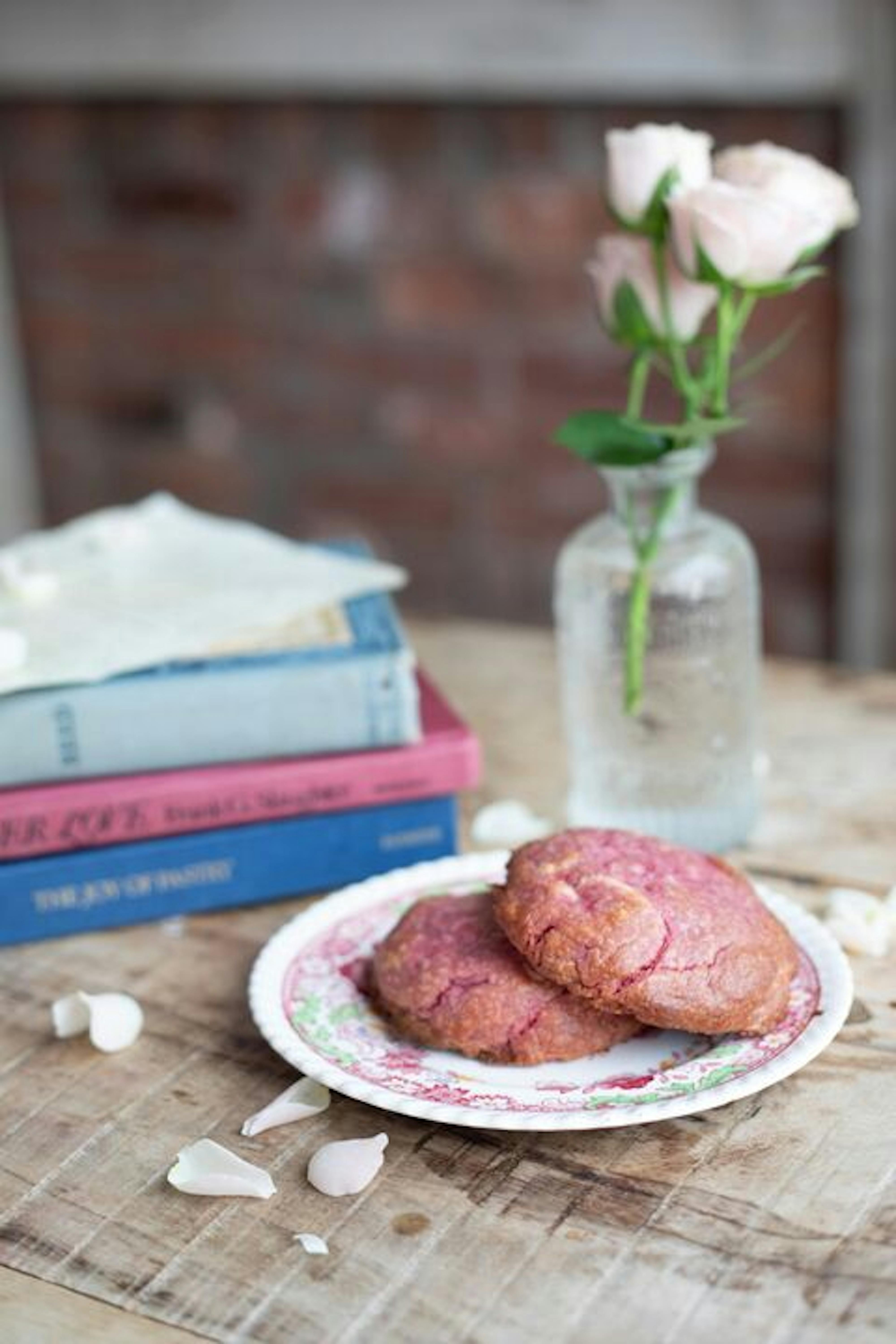 white chocolate raspberry rose cookies