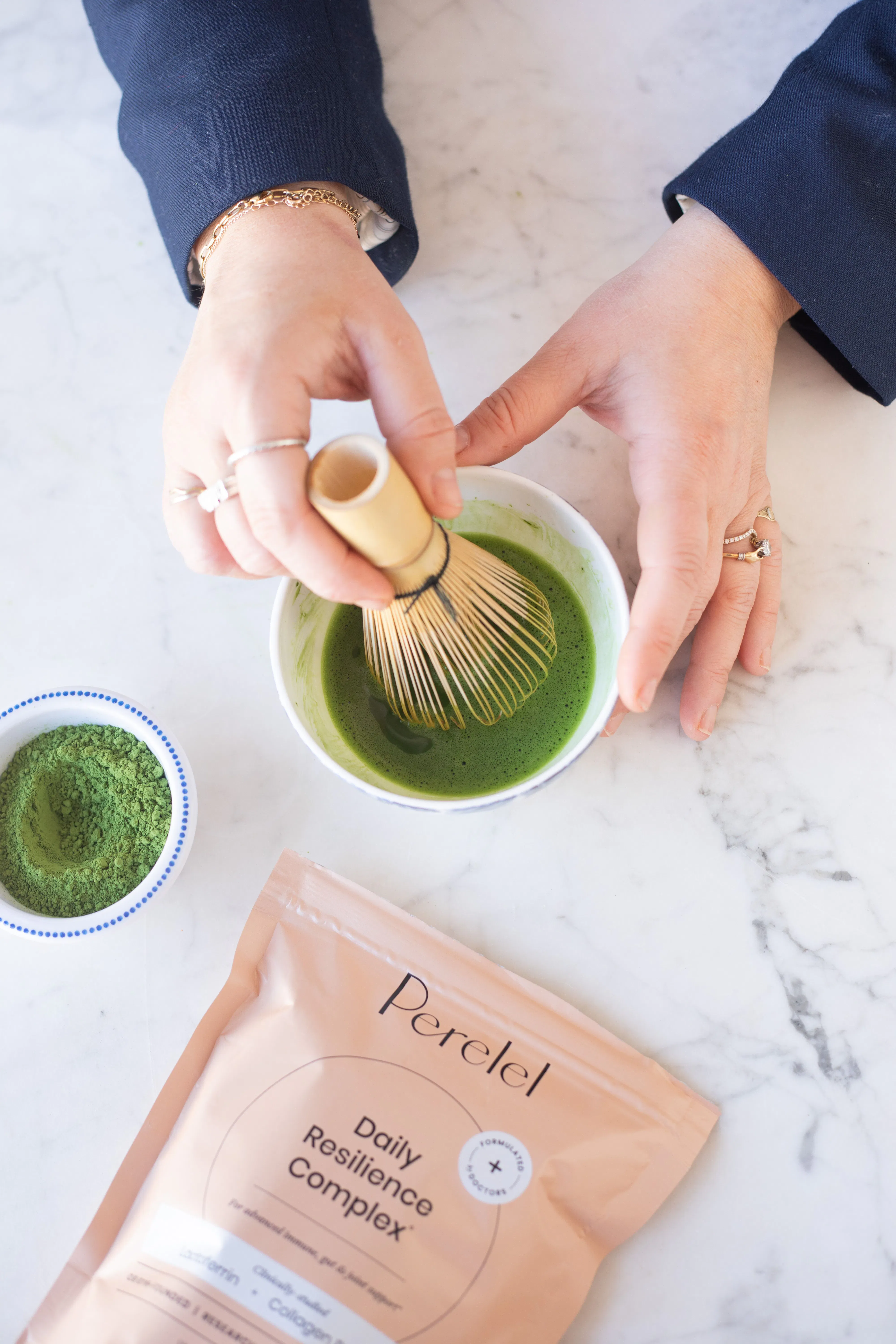 maman matcha with perelel daily resilience powder