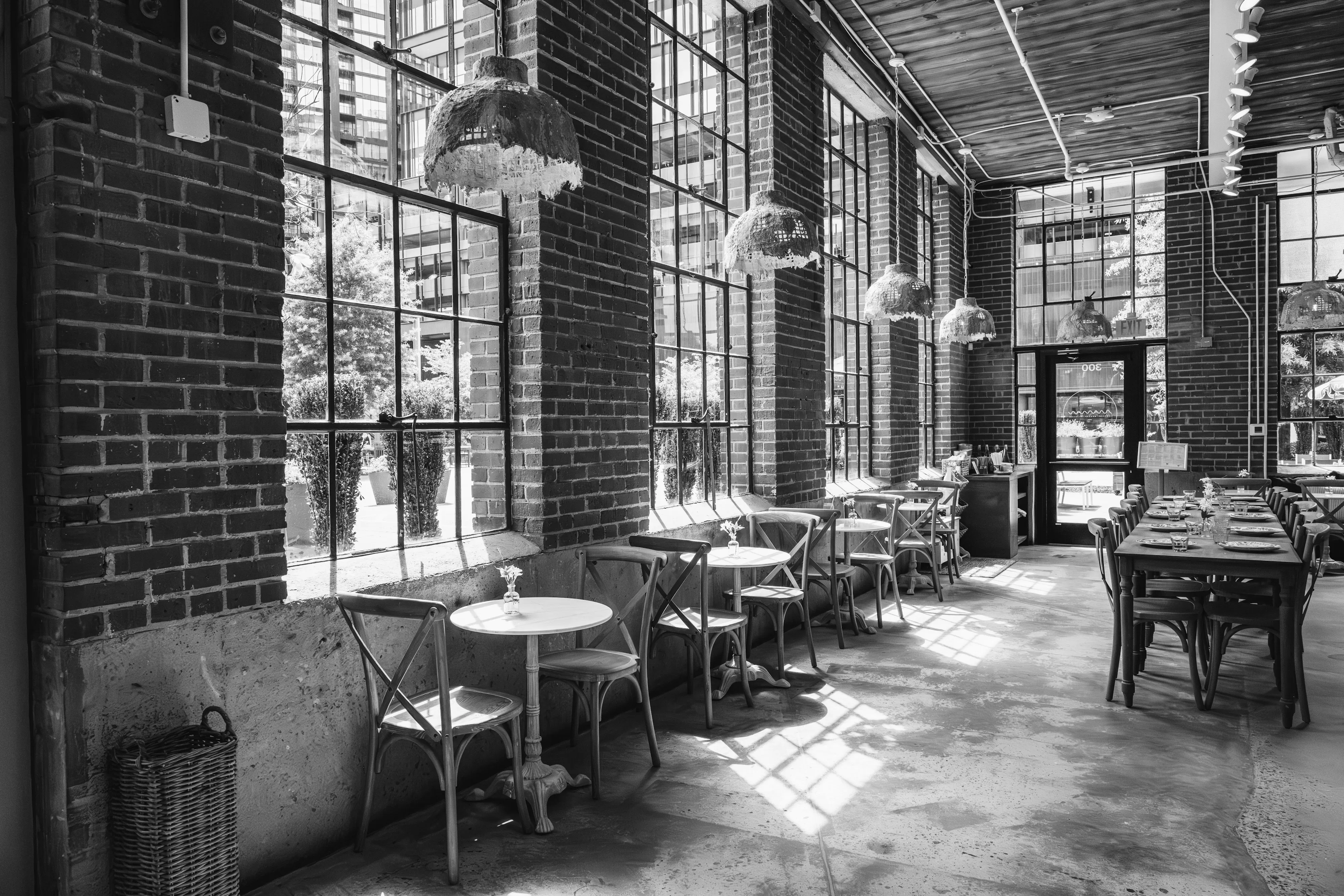 maman south end interior tables and windows
