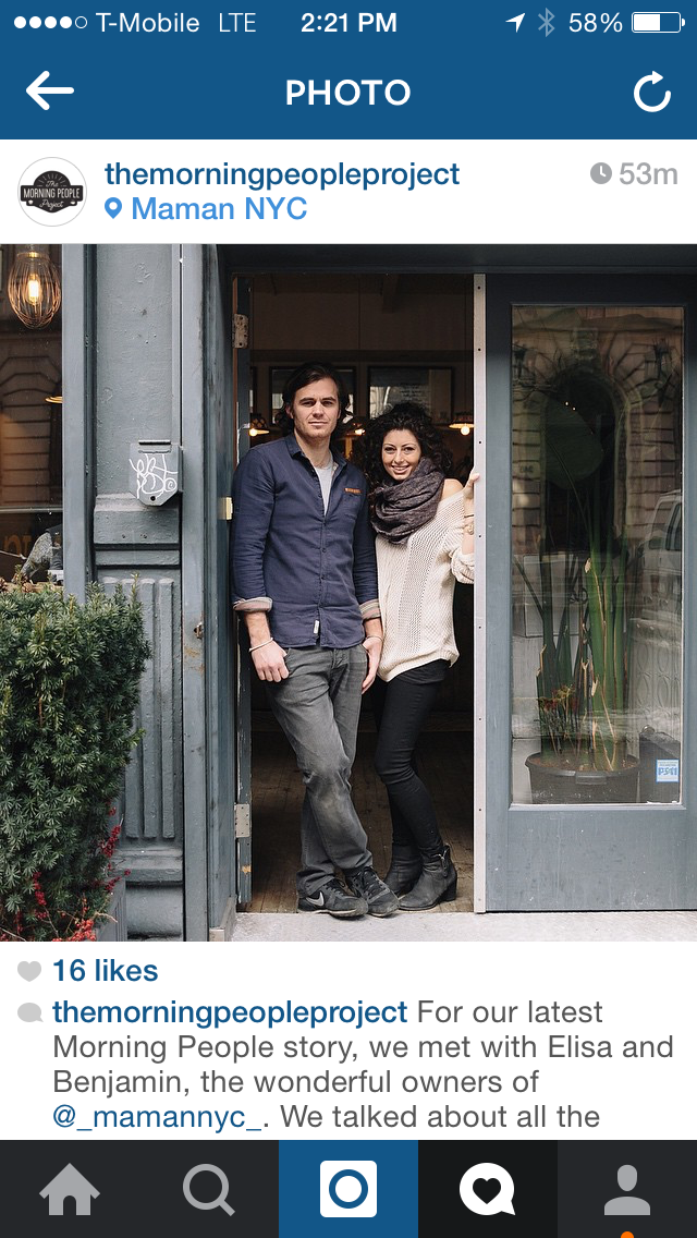 Ben and Elisa outside the first maman café