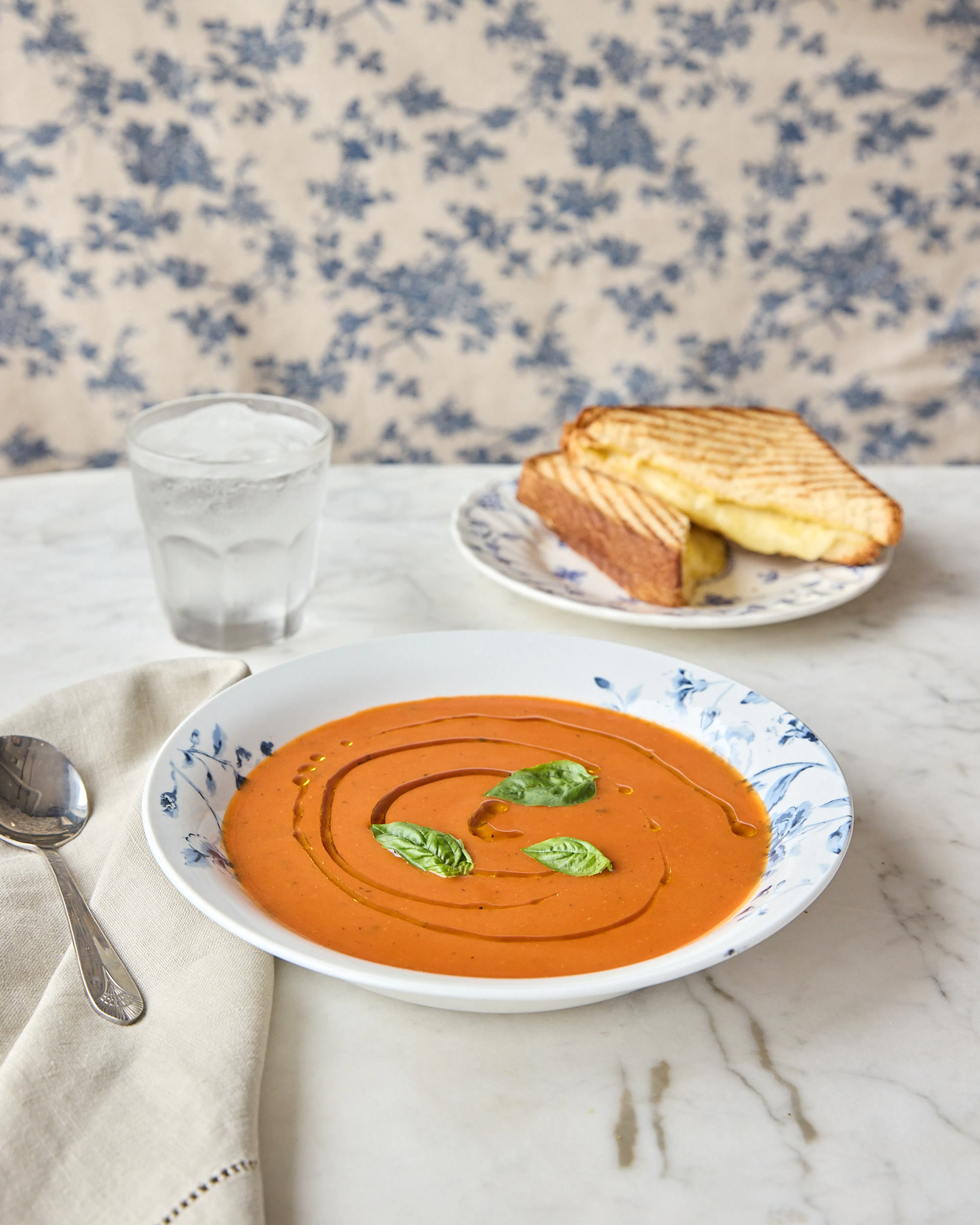 Martha Stewart's creamy tomato soup & three-cheese grilled cheese