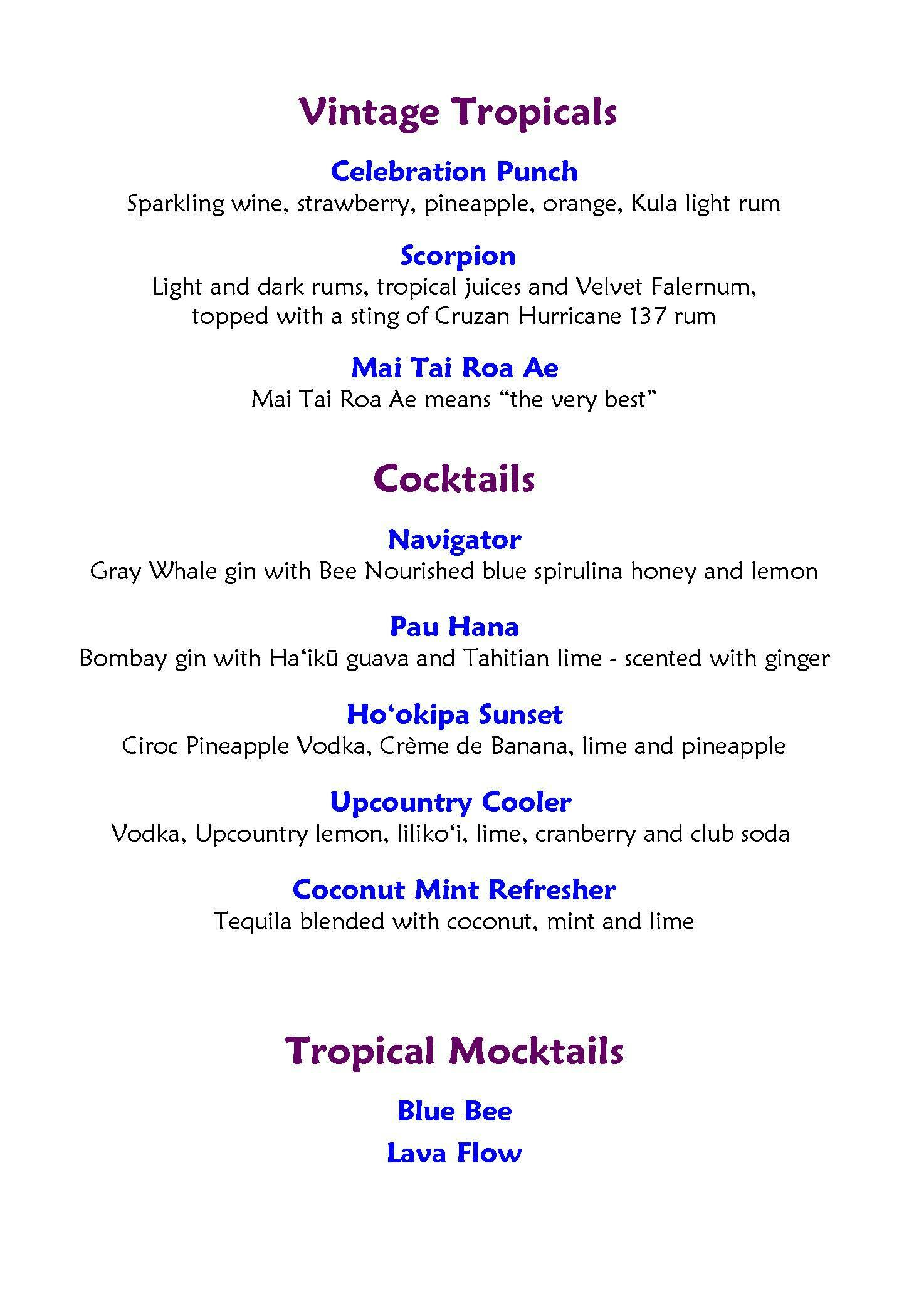 Mama's Fish House menu