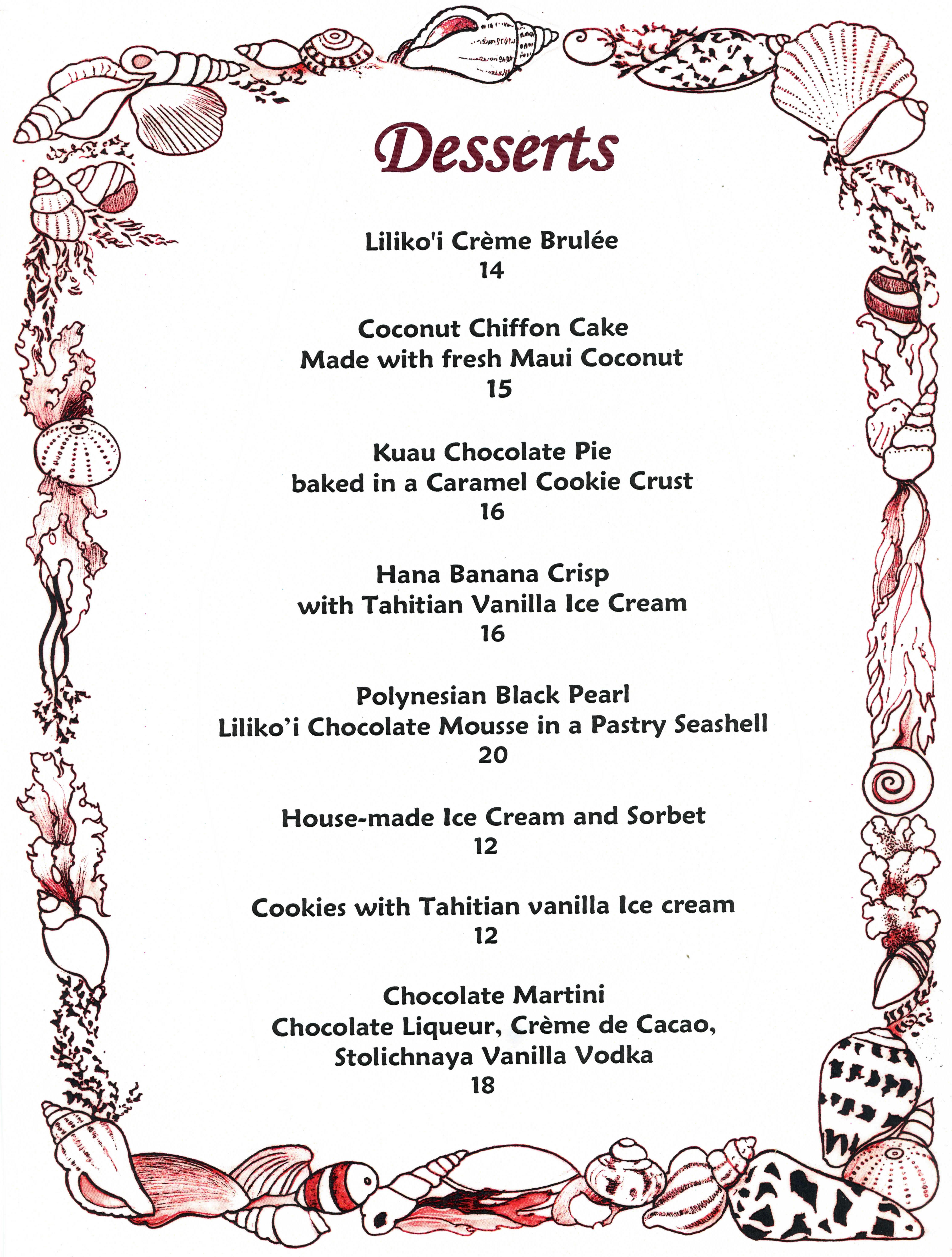 Mama's Fish House menu