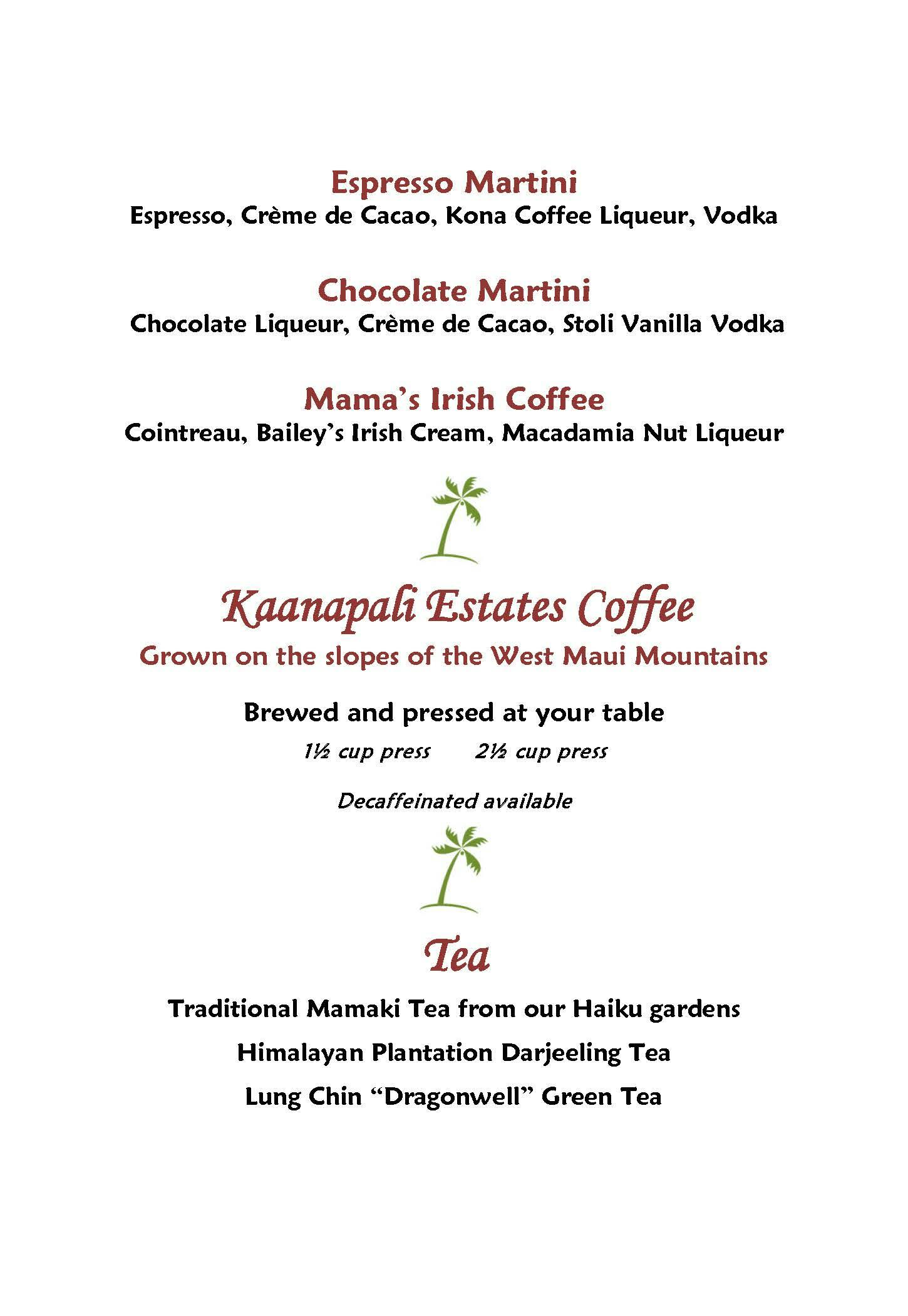 Mama's Fish House menu