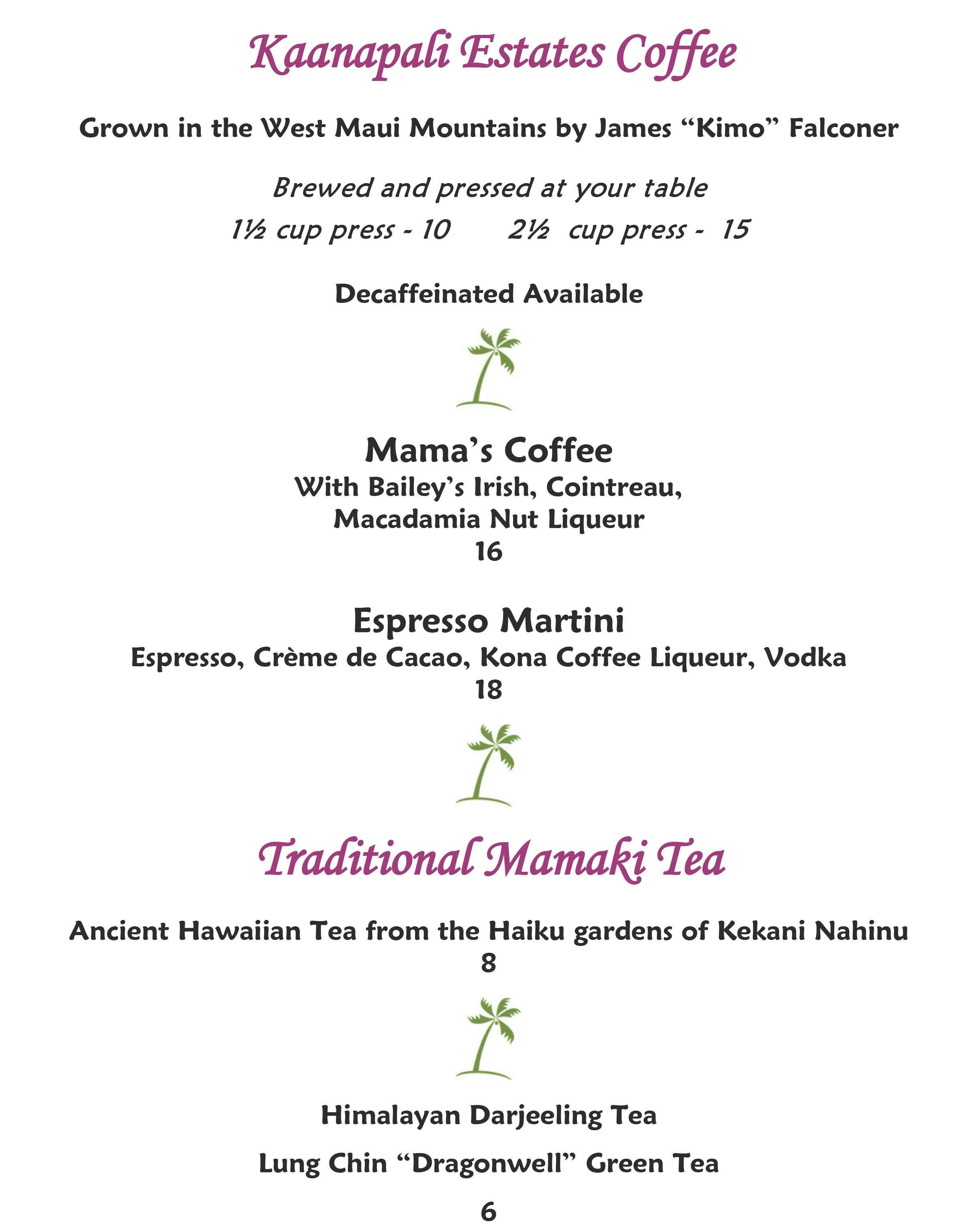 Mama's Fish House menu