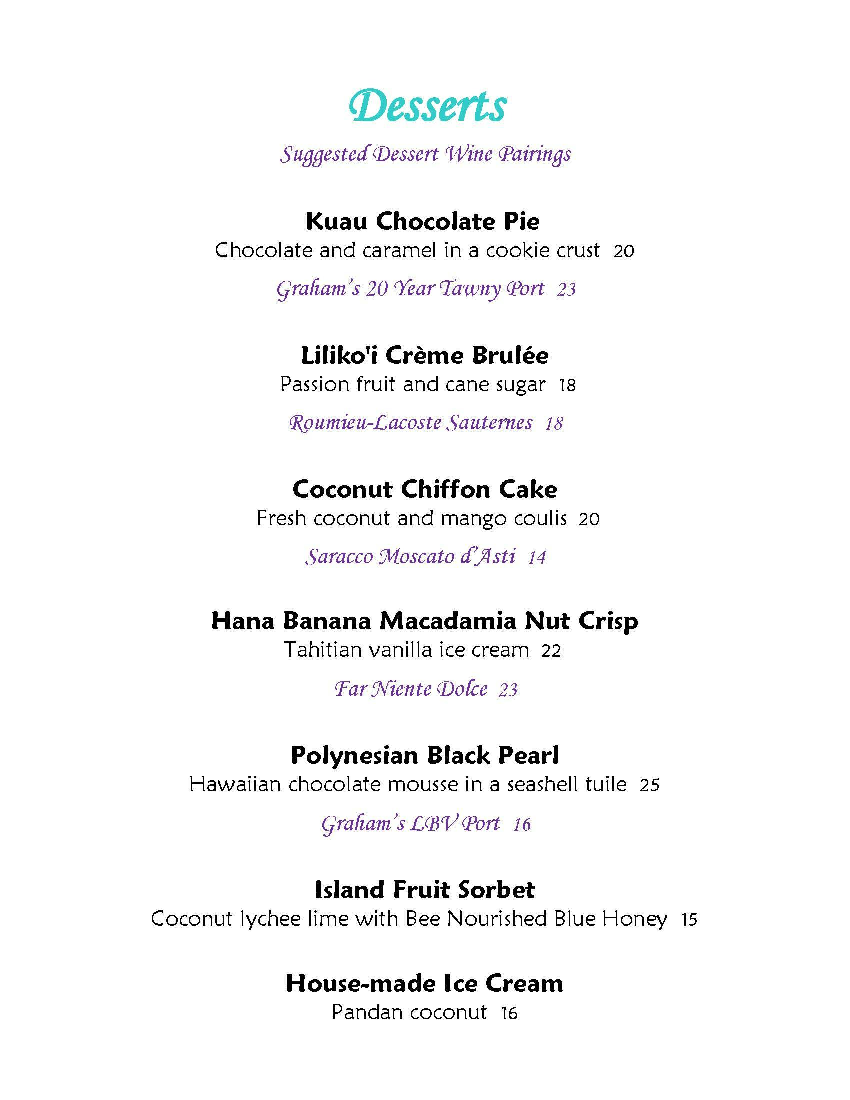 Mama's Fish House menu