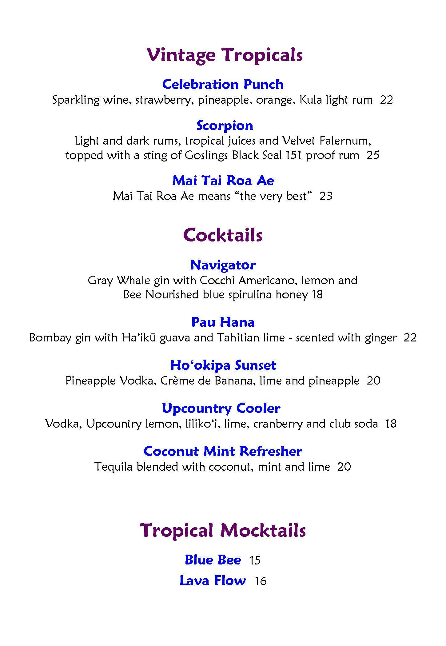 Mama's Fish House menu