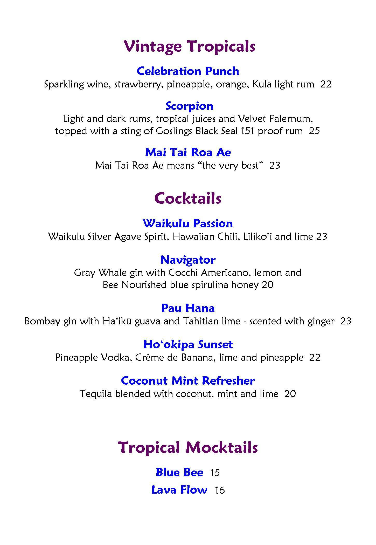 Mama's Fish House menu