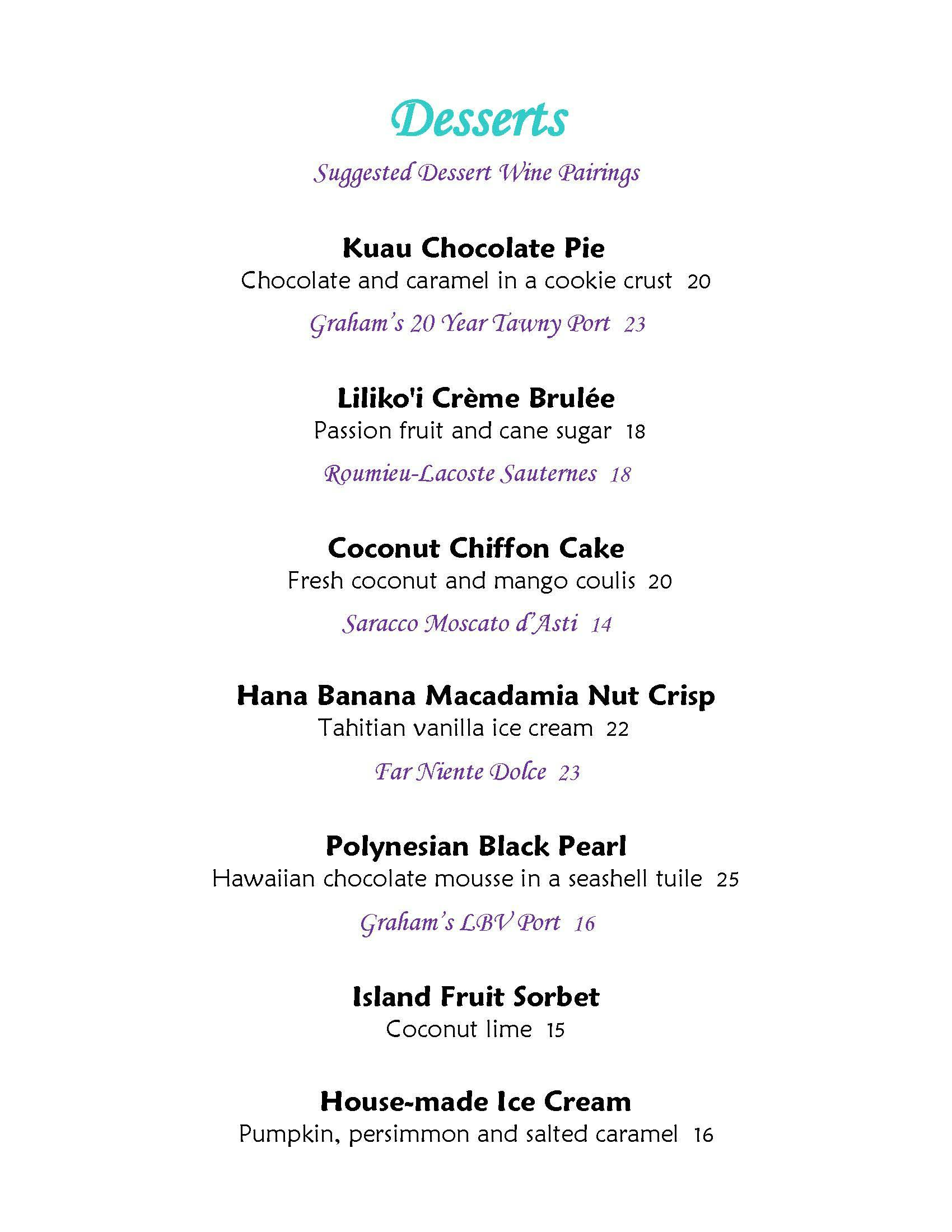 Mama's Fish House menu