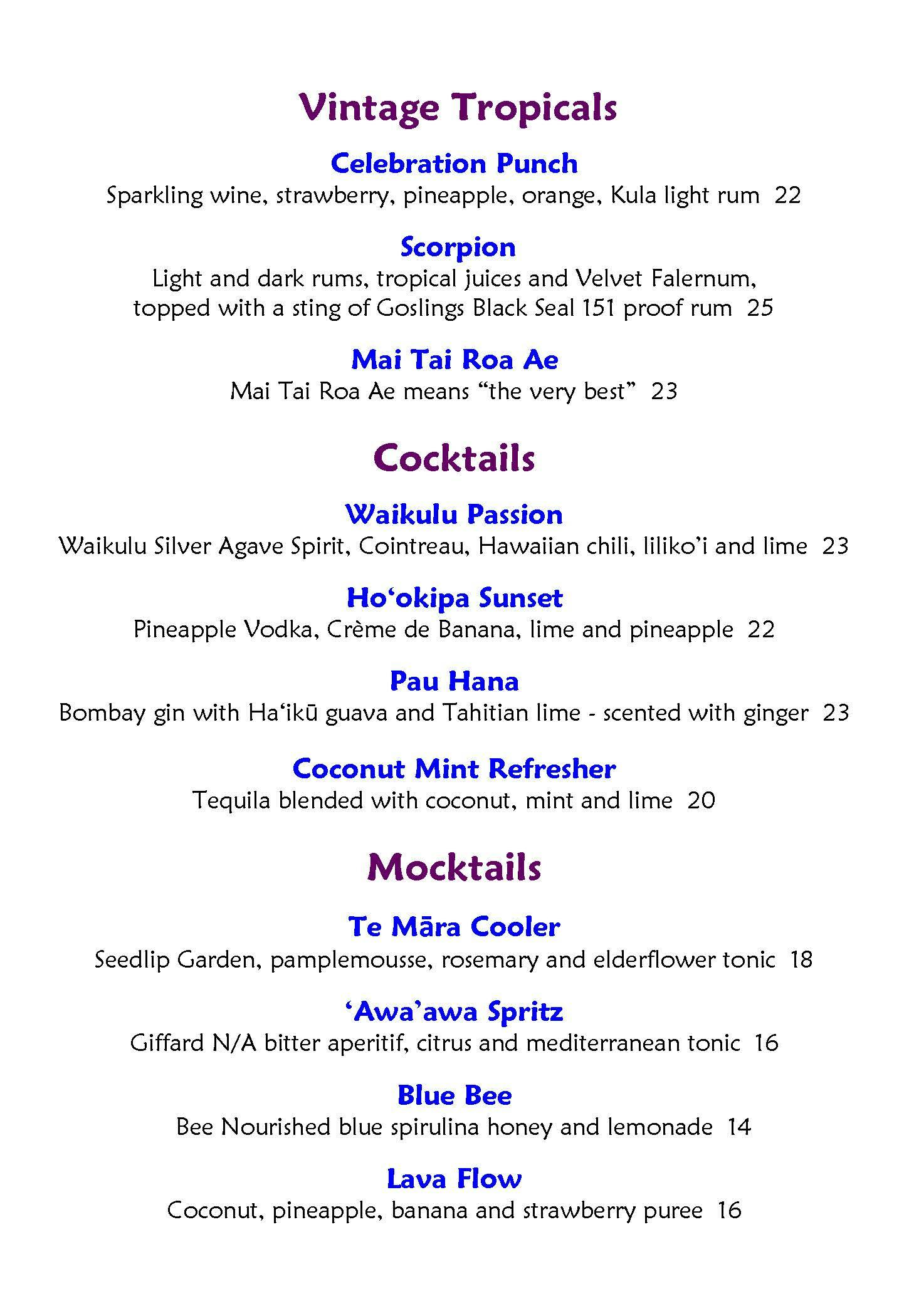 Mama's Fish House menu