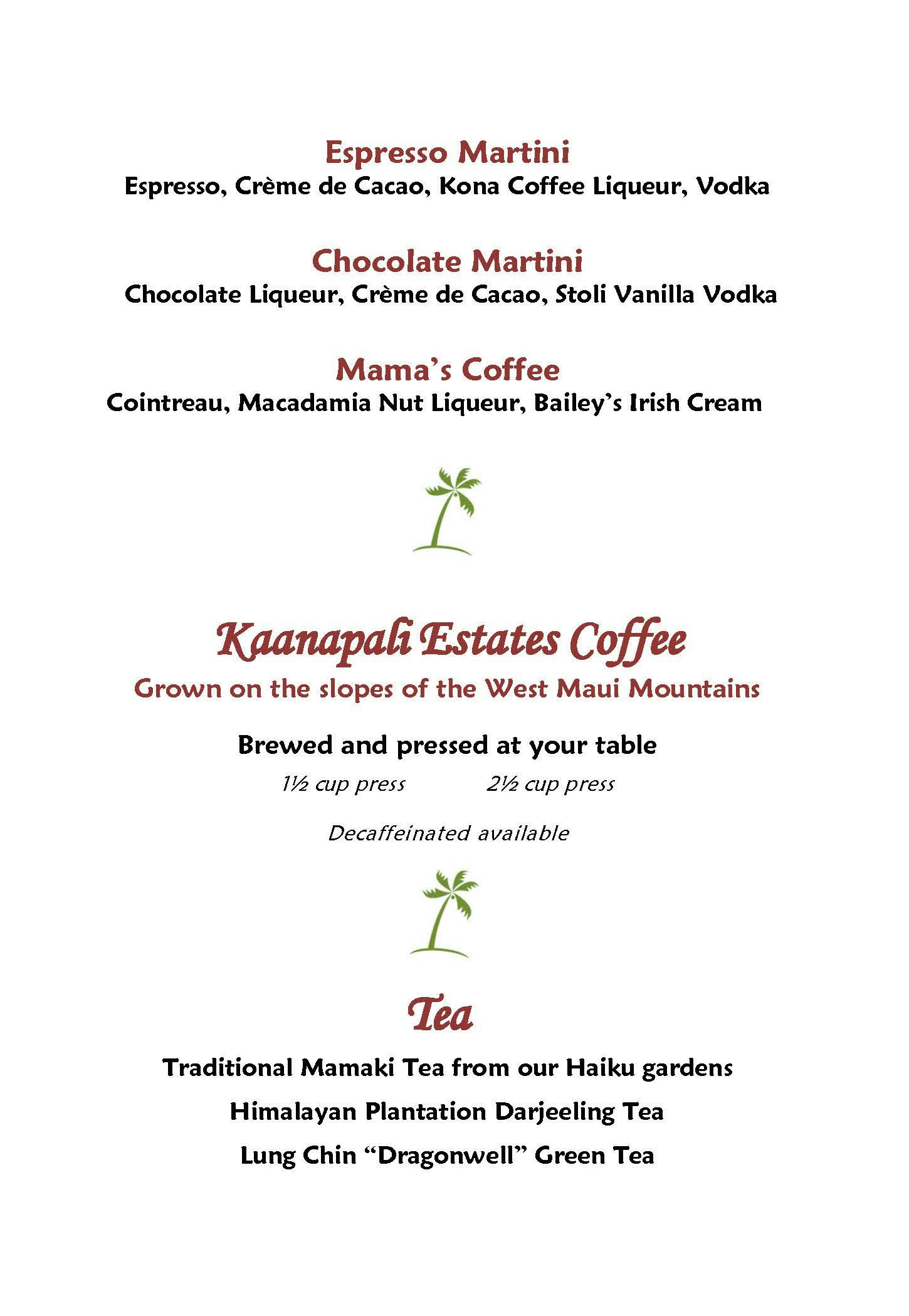 Mama's Fish House menu