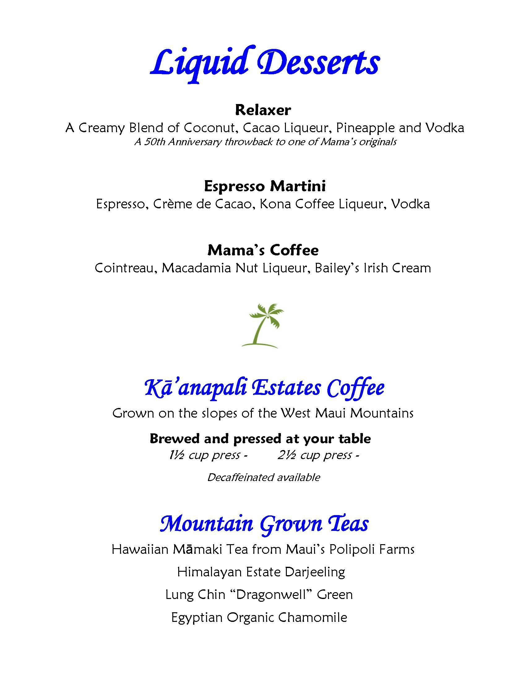 Mama's Fish House menu