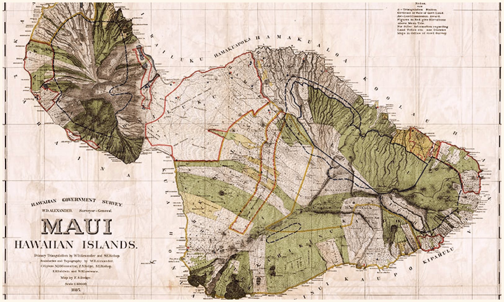 vintage map of the island of Maui