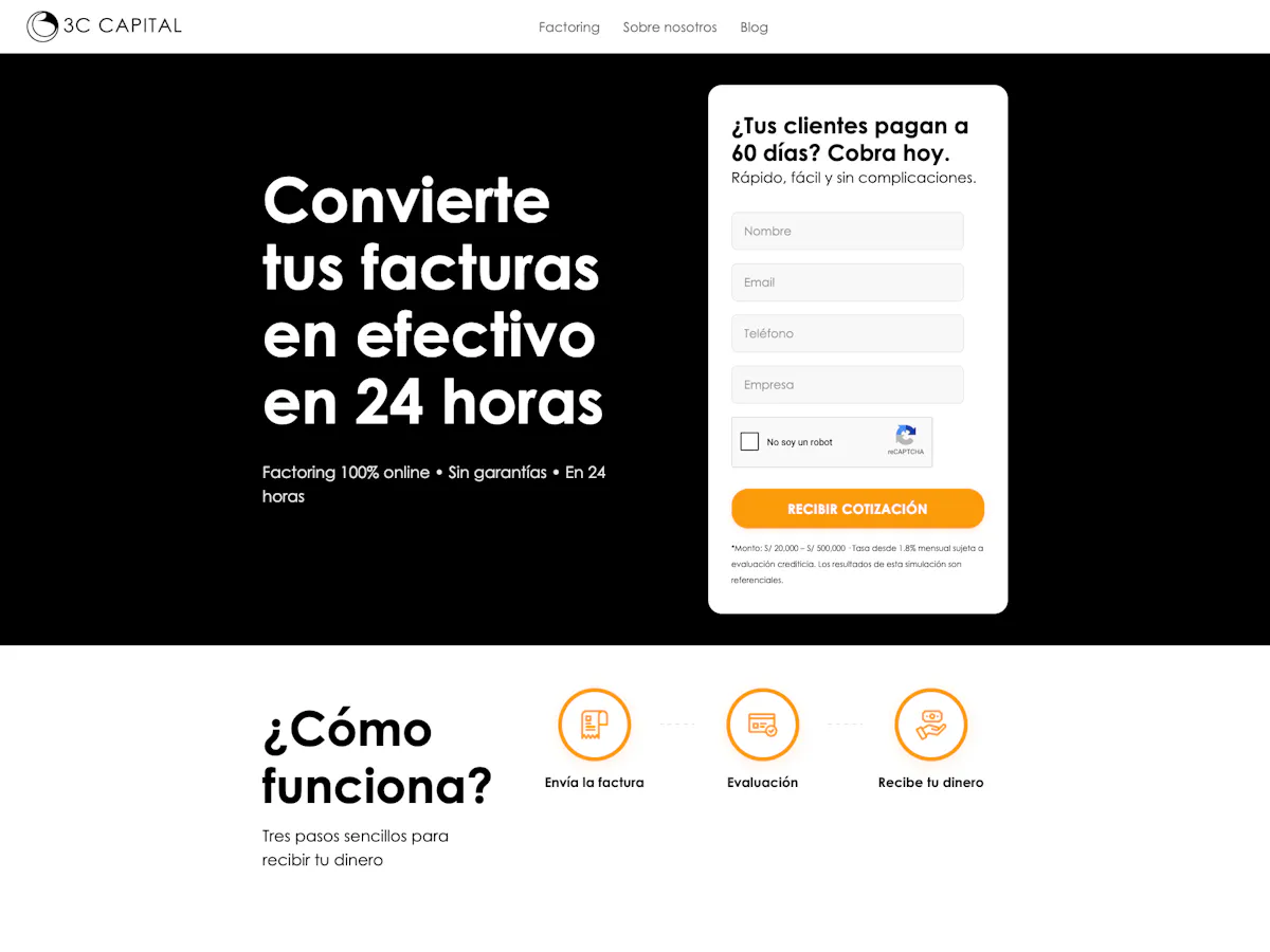Proyecto de desarrollo web para 3C Capital por Mandarina