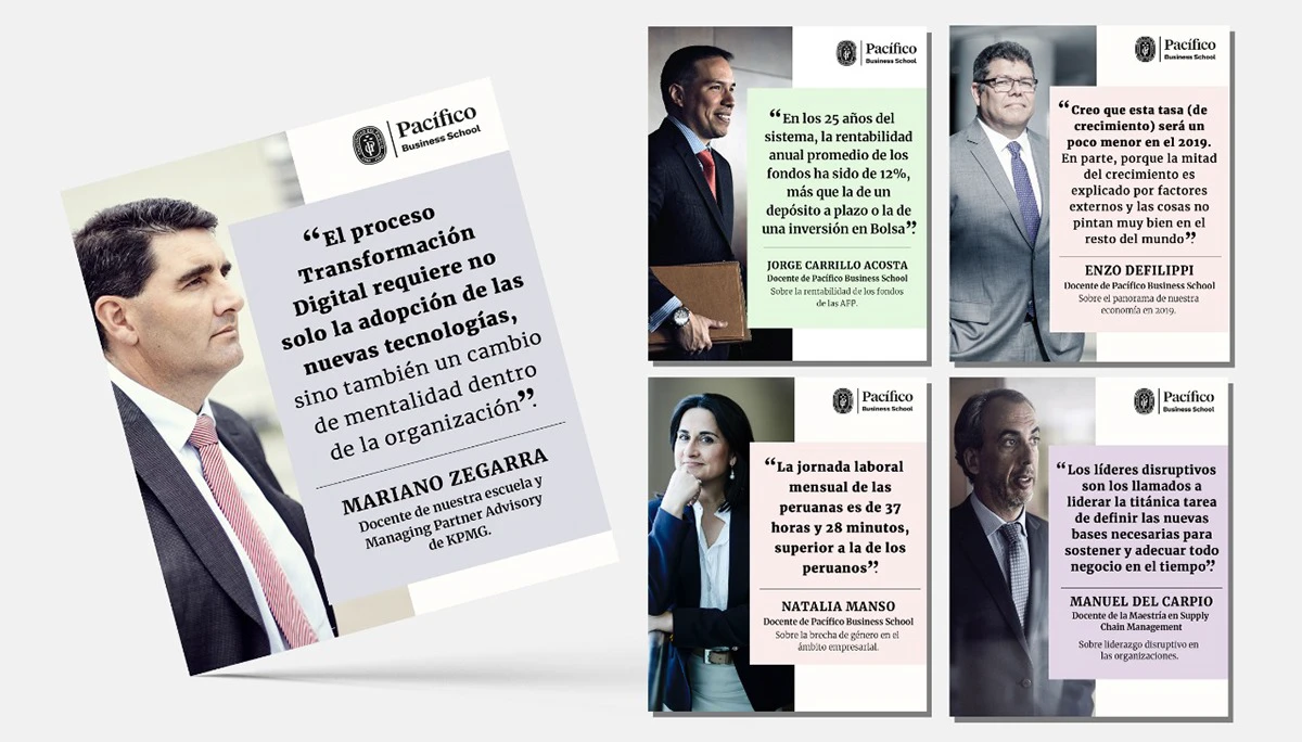 Proyecto de branding para Pacífico Business School por Mandarina