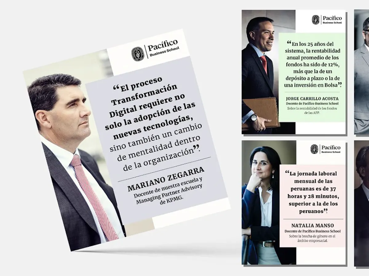 Proyecto de branding para Pacífico Business School por Mandarina
