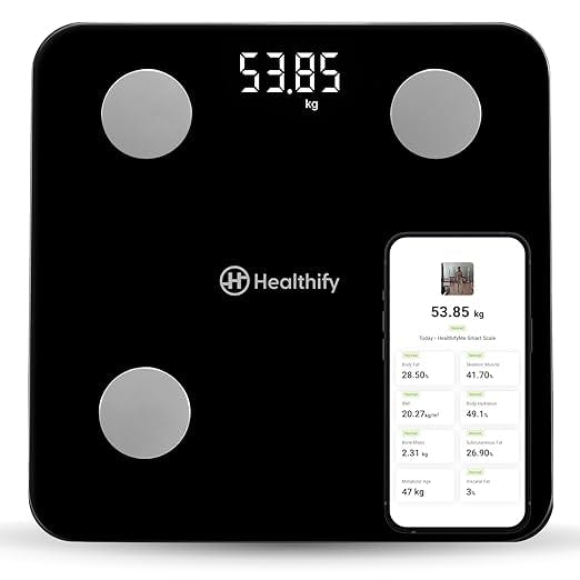 HealthifyMe Smart Scale | Track 11+ Key Body Metrics | 1 Month HealthifySmart Plan
