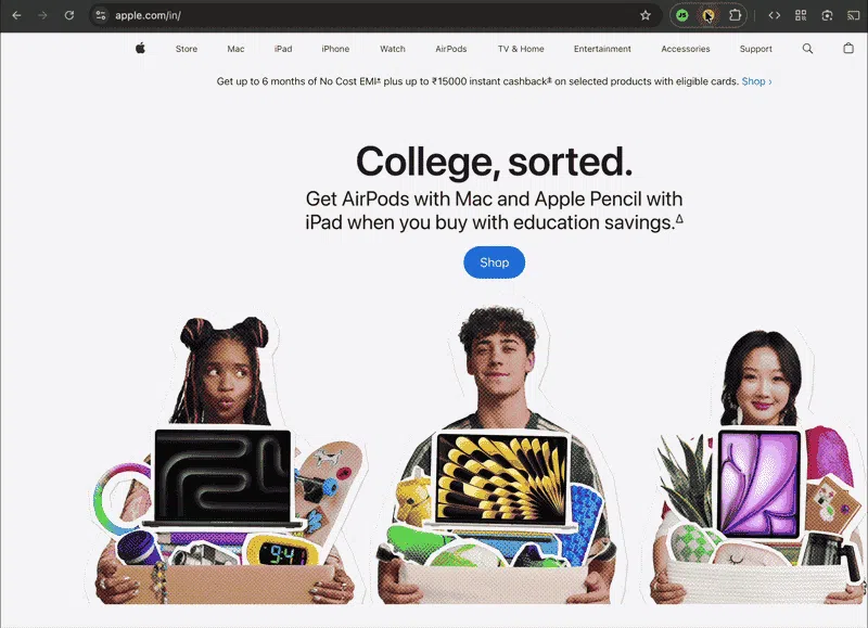 Adding website as shortcut from StackUp extension icon