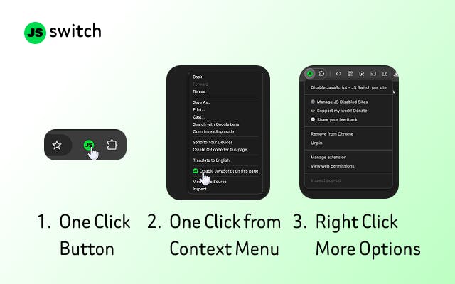 JS Switch Chrome Extension Features