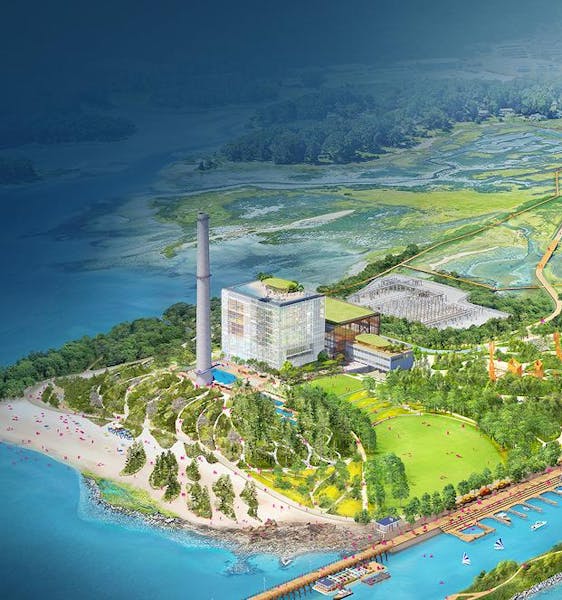 Bird's eye view of a rendered Manresa Wilds landscape