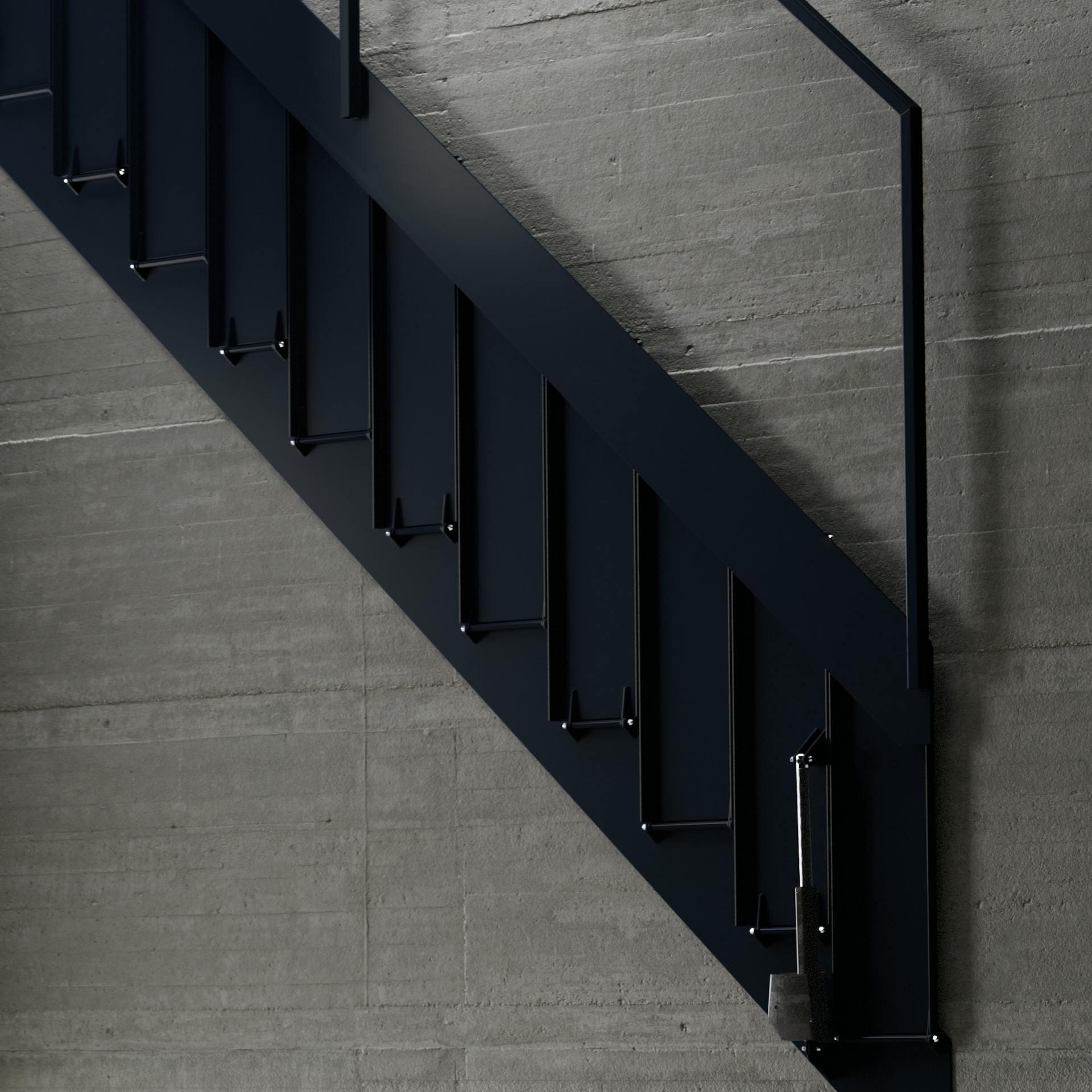 Escalier hélicoïdal repliable pour mezzanine