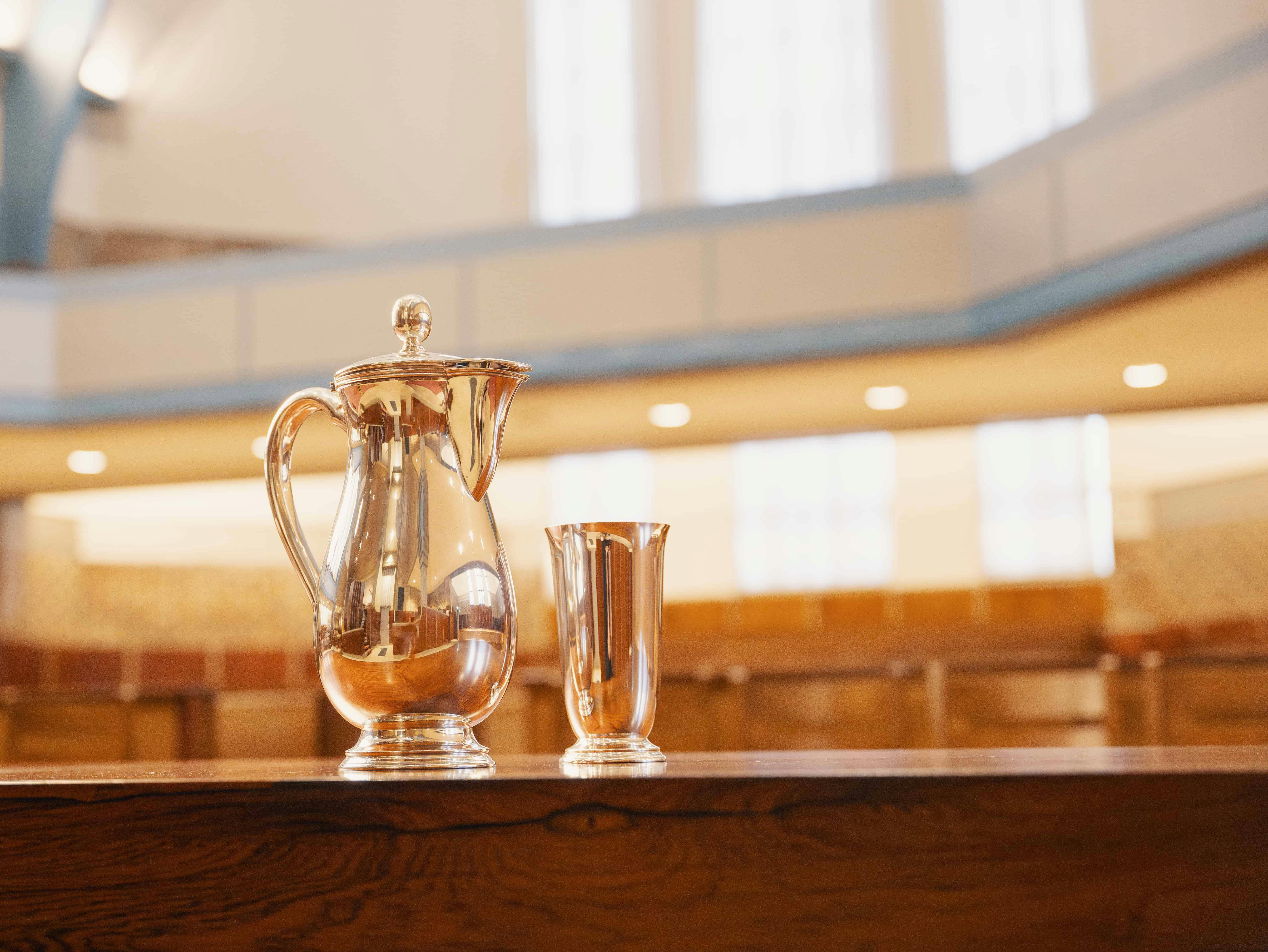 Heilig Avondmaal zilveren kan en beker Maranathakerk Rotterdam-Zuid