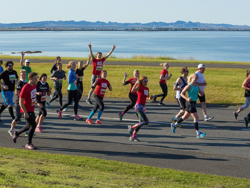 Happy half marathon runners