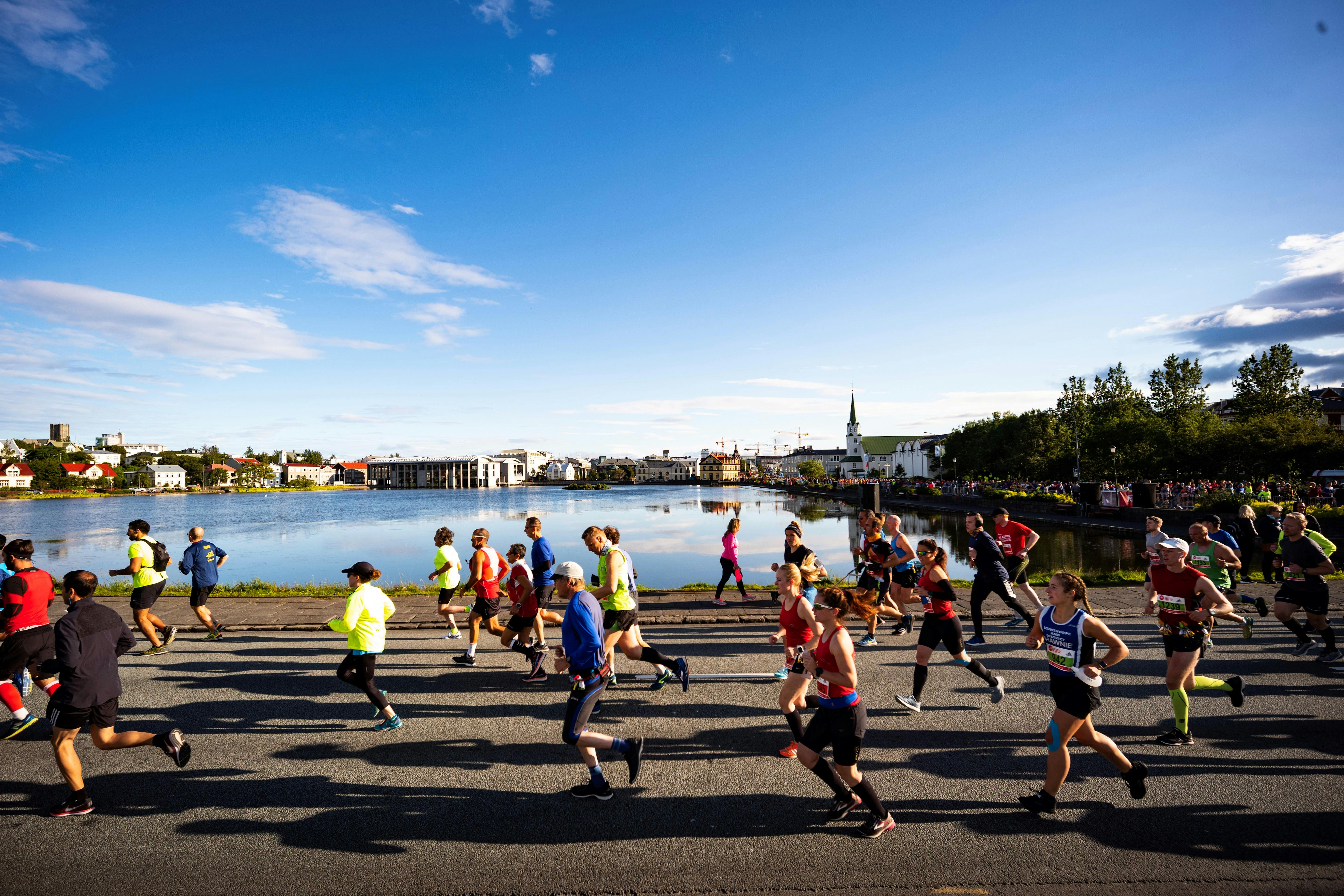Runners by the Pond