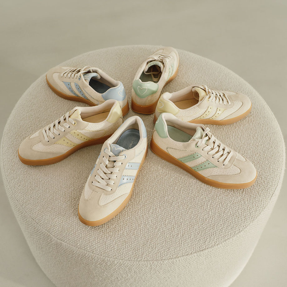 MARCO TOZZI trainers, arranged in a flower shape on a round platform