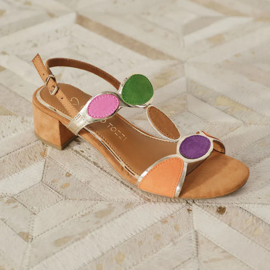 Chaussure à talon bloc moyen beige pour femme