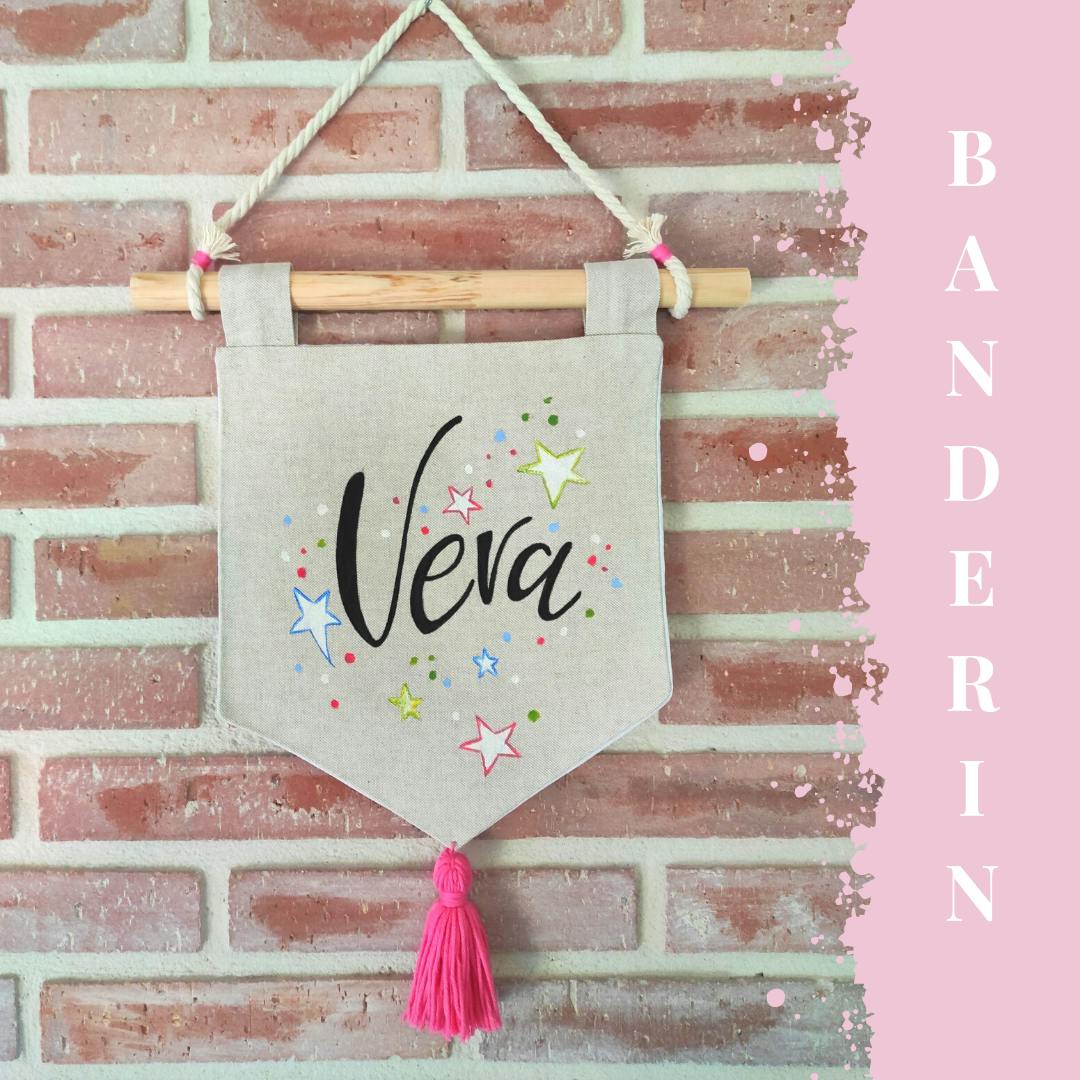 Banderilla artesanal que dice "Vera"