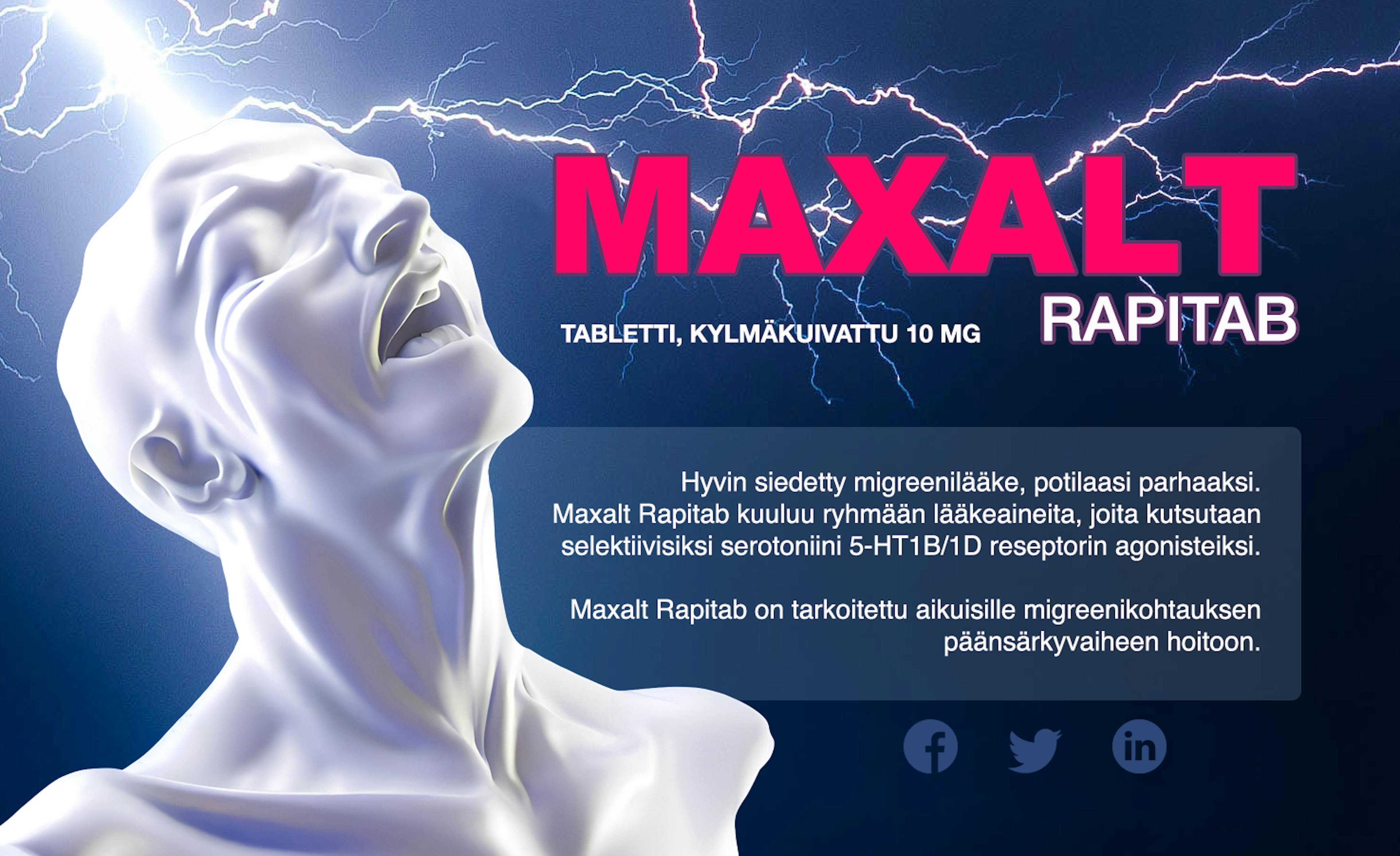 A painkiller ad showing a screaming white bust statue