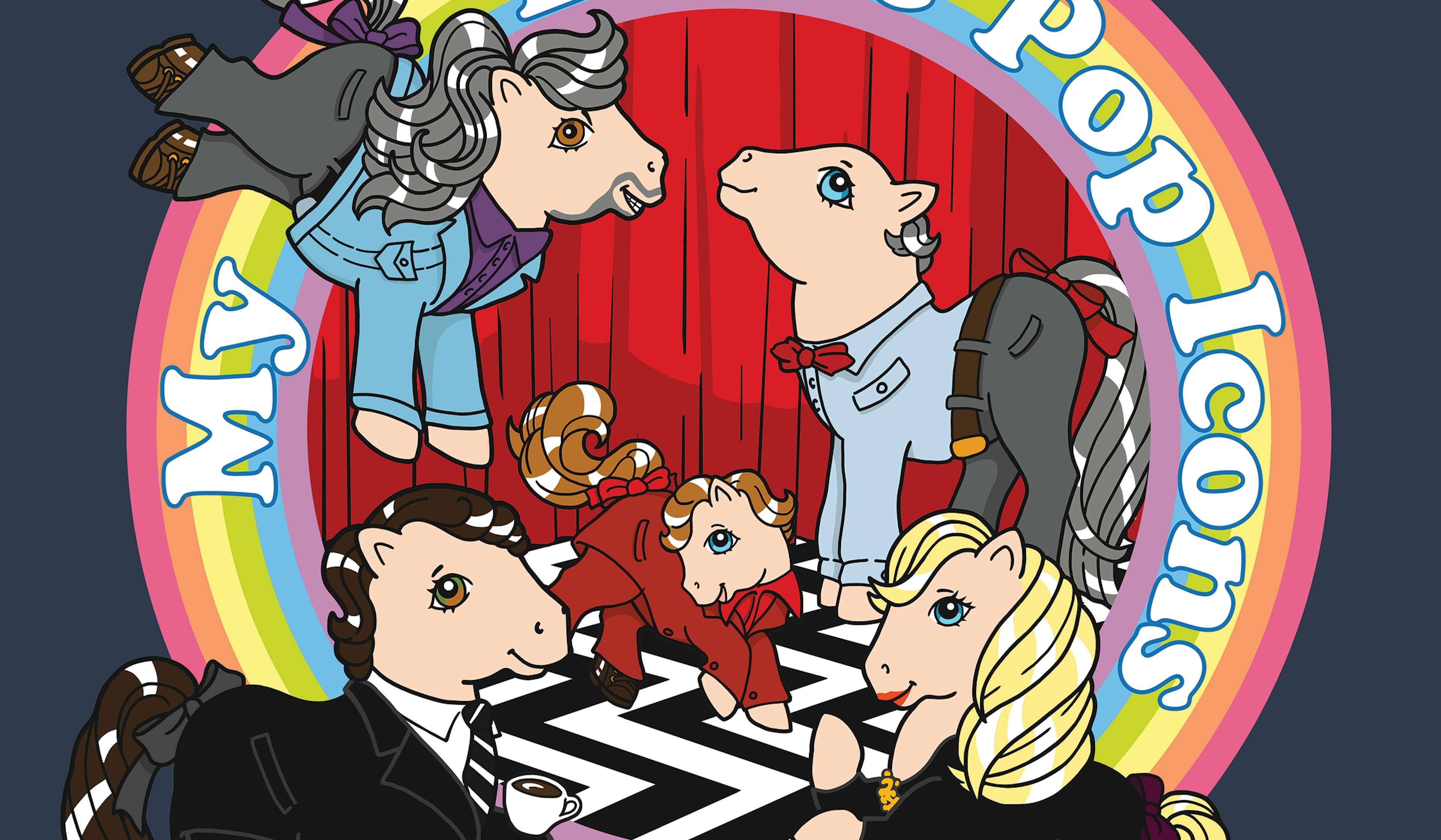 A cropped image of a Twin Peaks themed My Little Pop Icons print with Cooper, Laura, The Arm, the Giant and Bob.