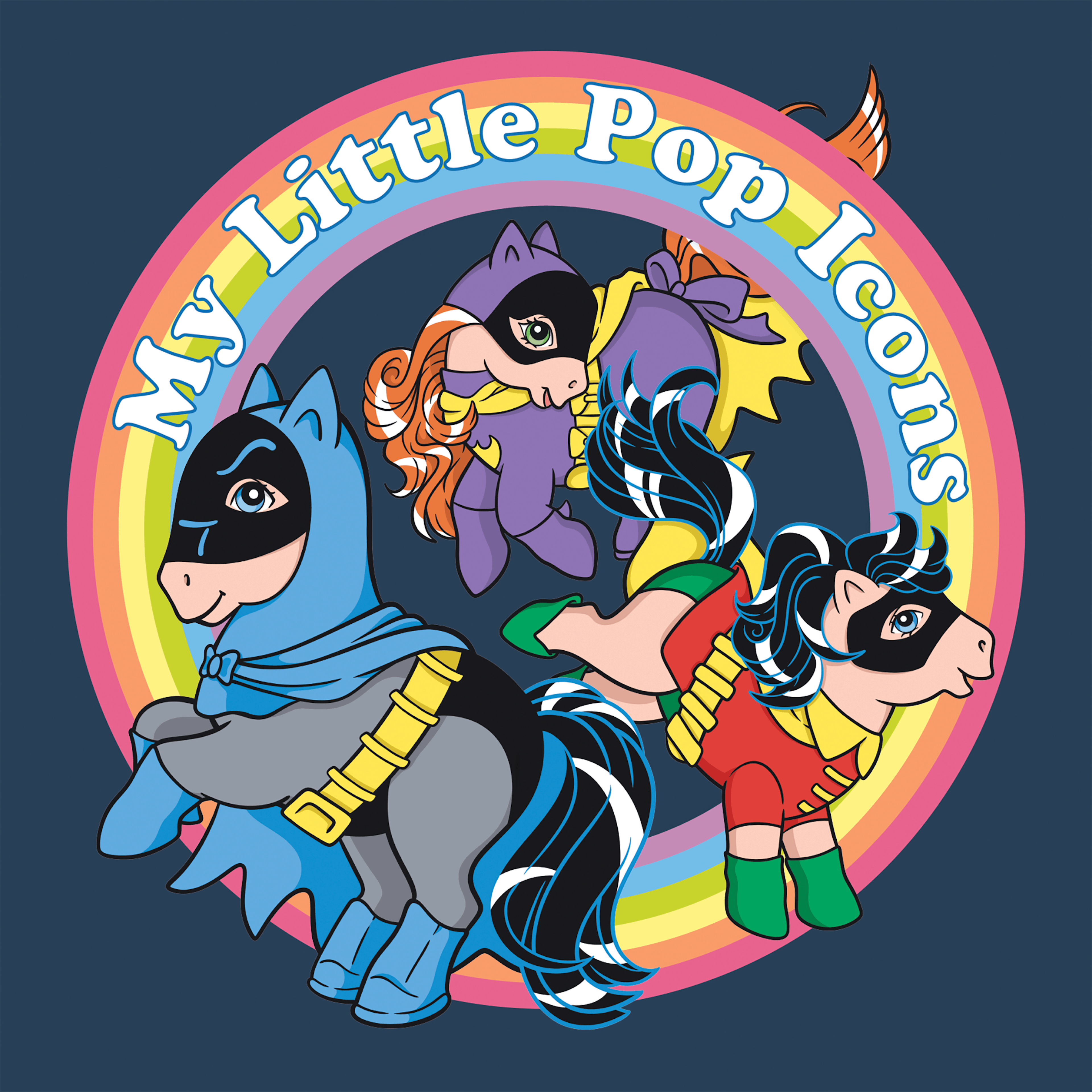 My Little Pop Icons Batman, Robin and Batgirl illustration