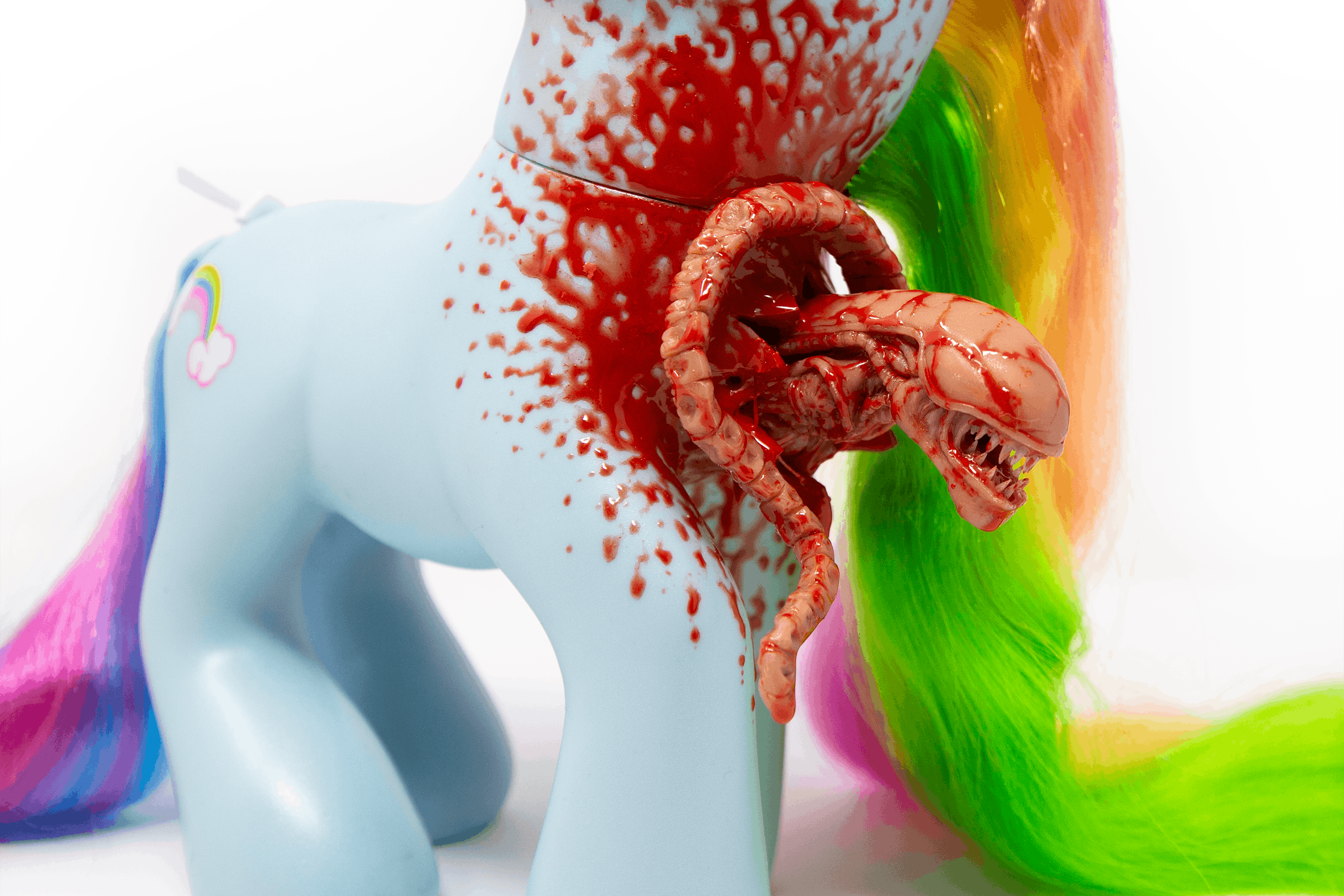 A close up of My Little Chestburster (2nd) sculpture
