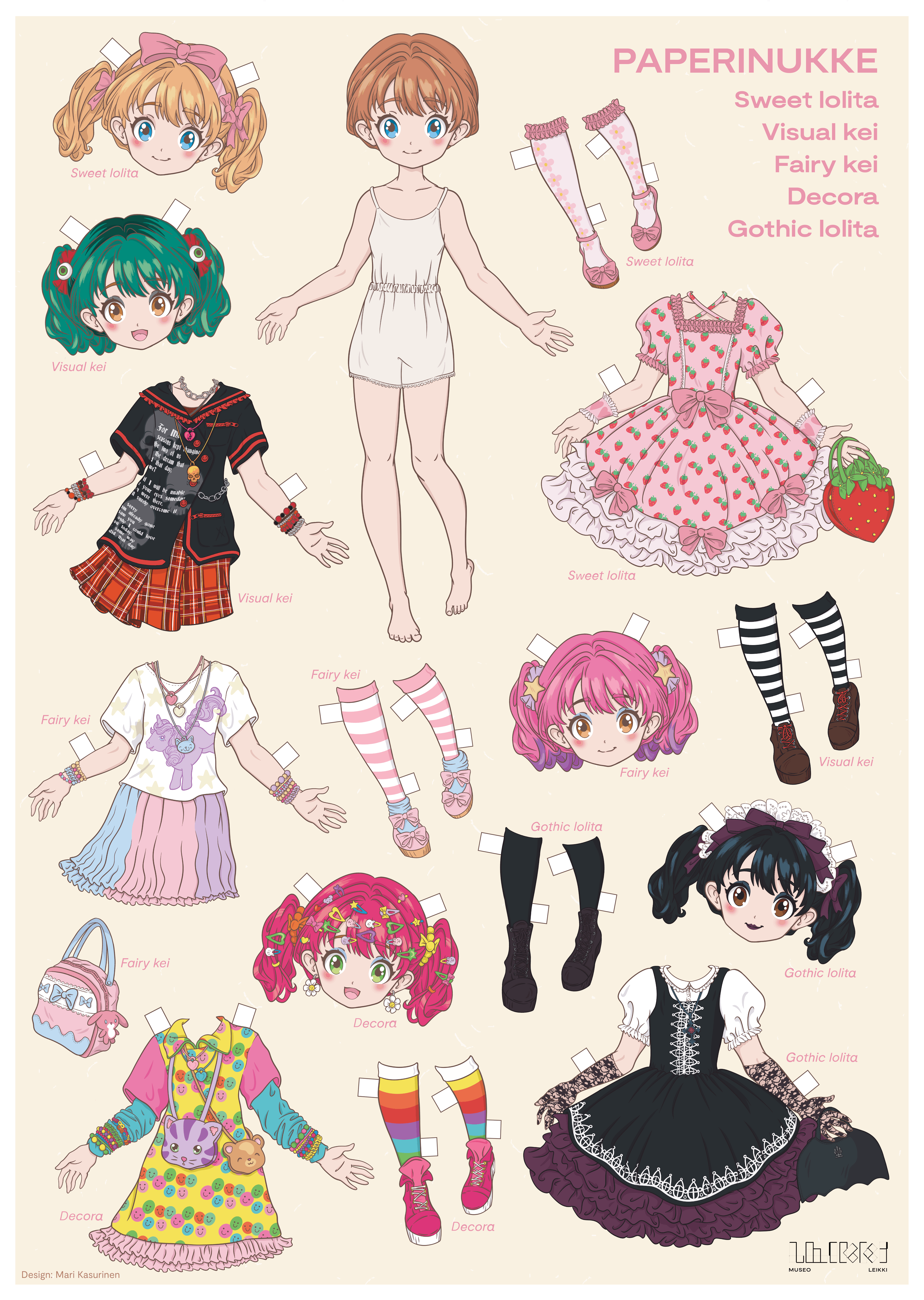 Japanese fashion paper doll set