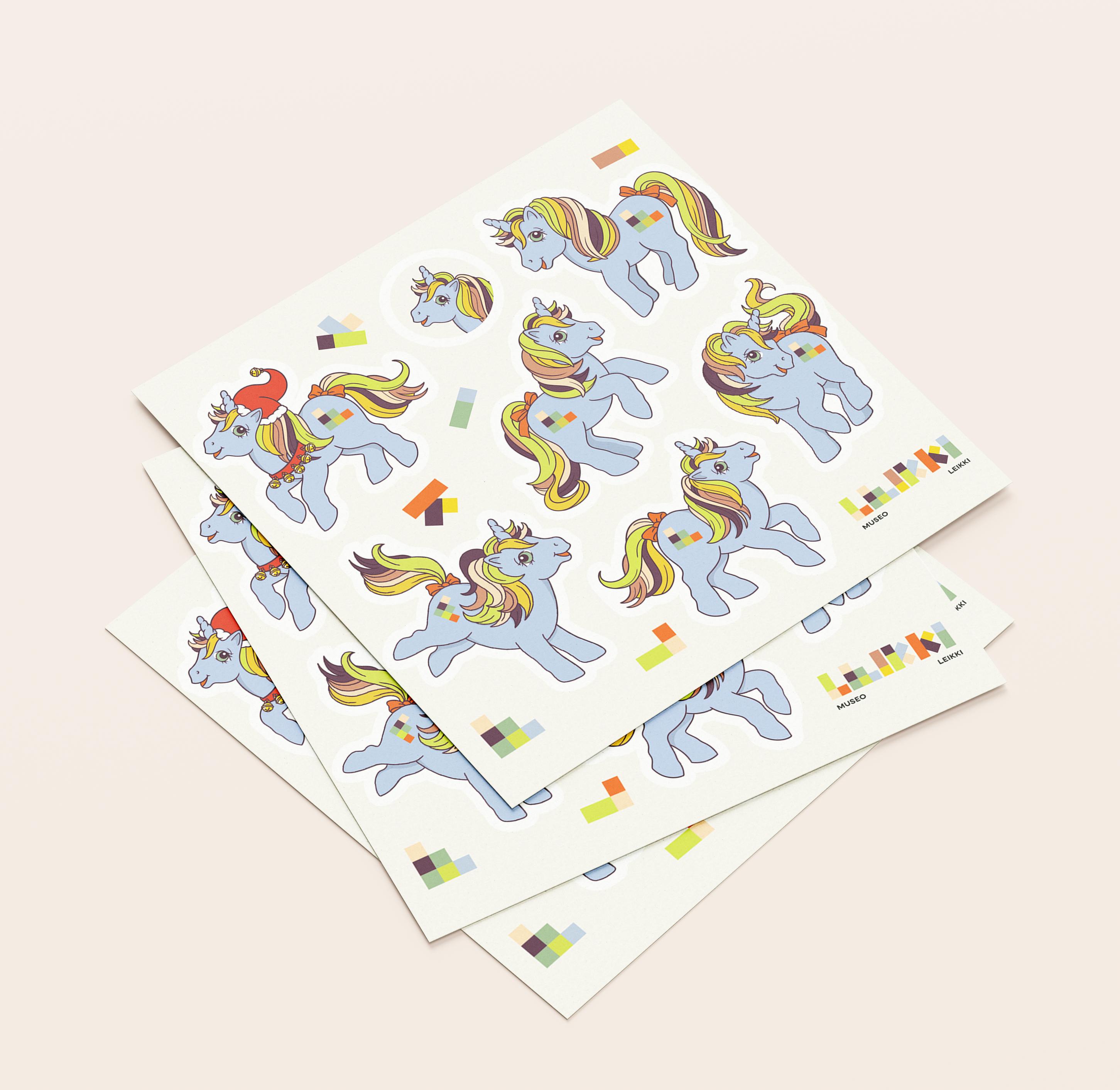 A sticker sheet with different kinds of My Little Leikki Pony