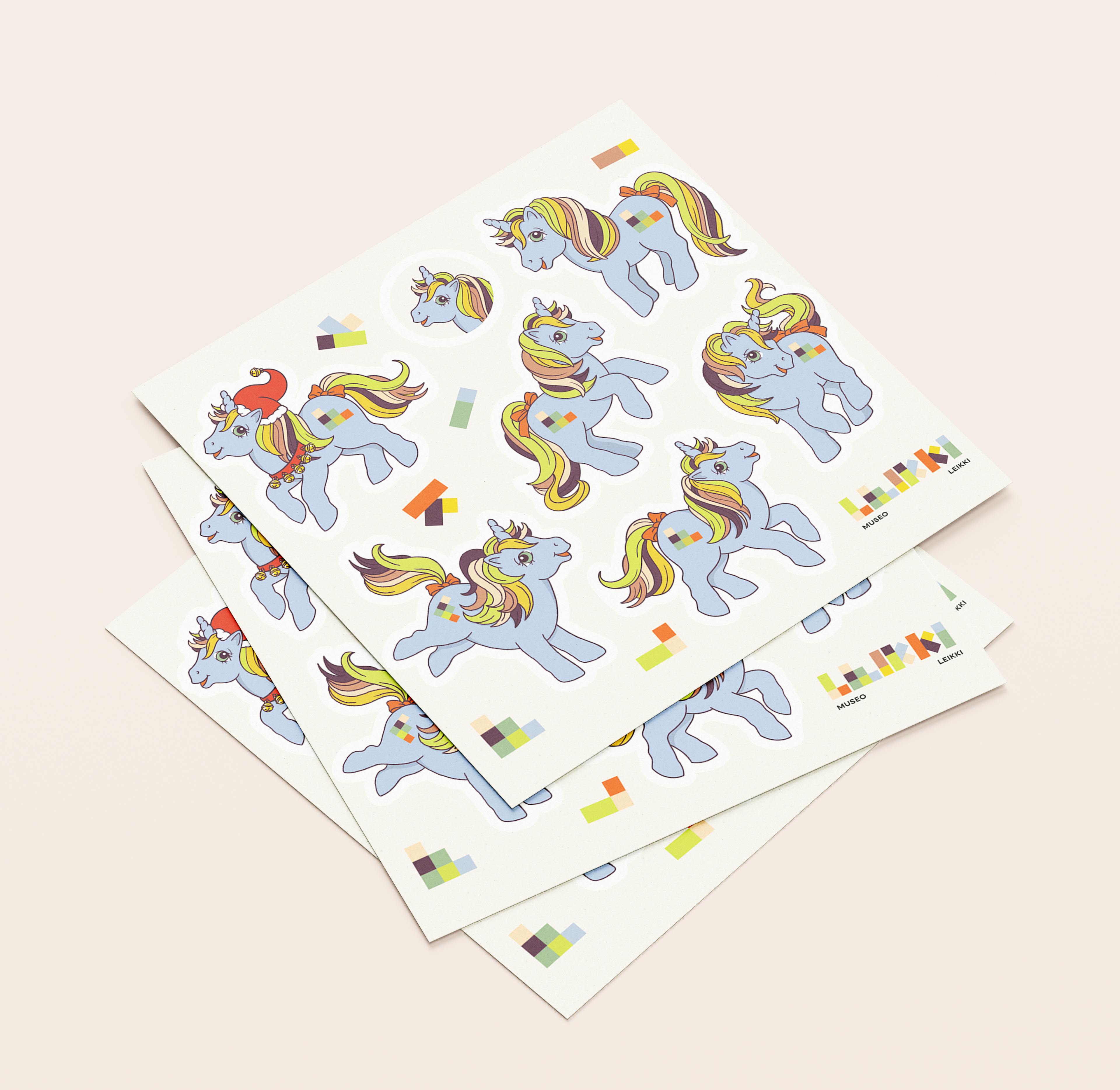 A sticker sheet with different kinds of My Little Leikki Pony