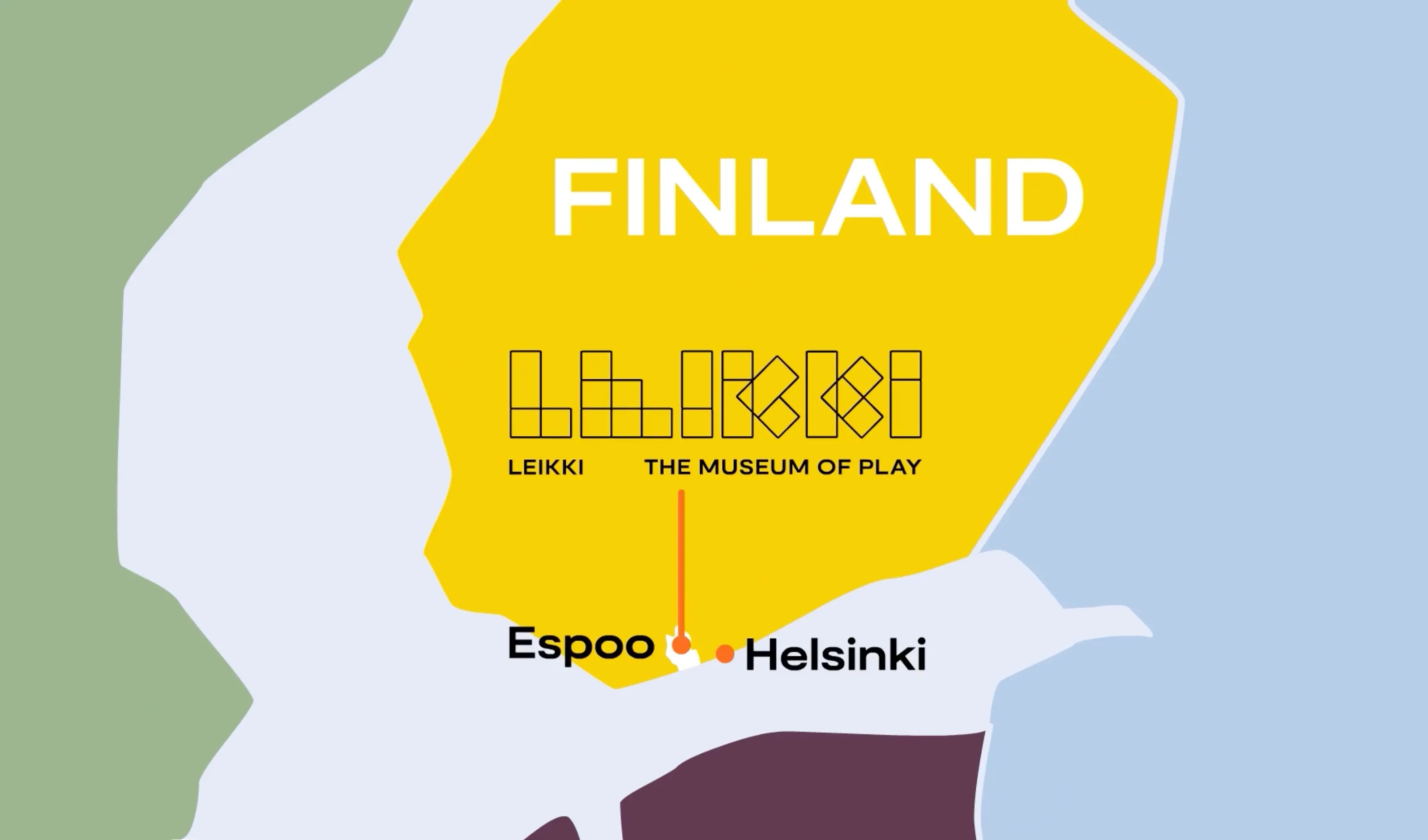 A map of Finland that shows the location of Play - The Museum of Play