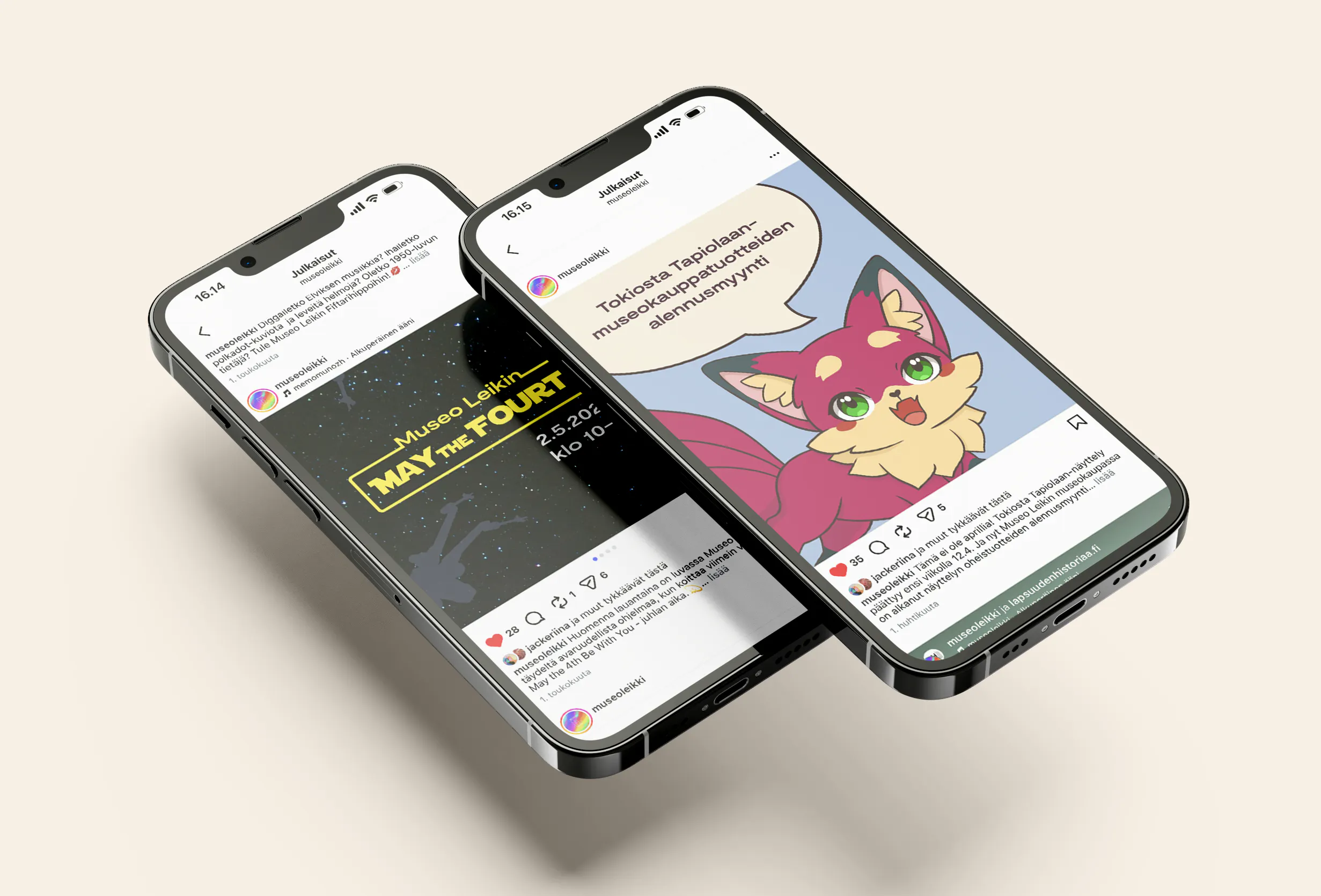 Examples of graphic design for Museo Leikki