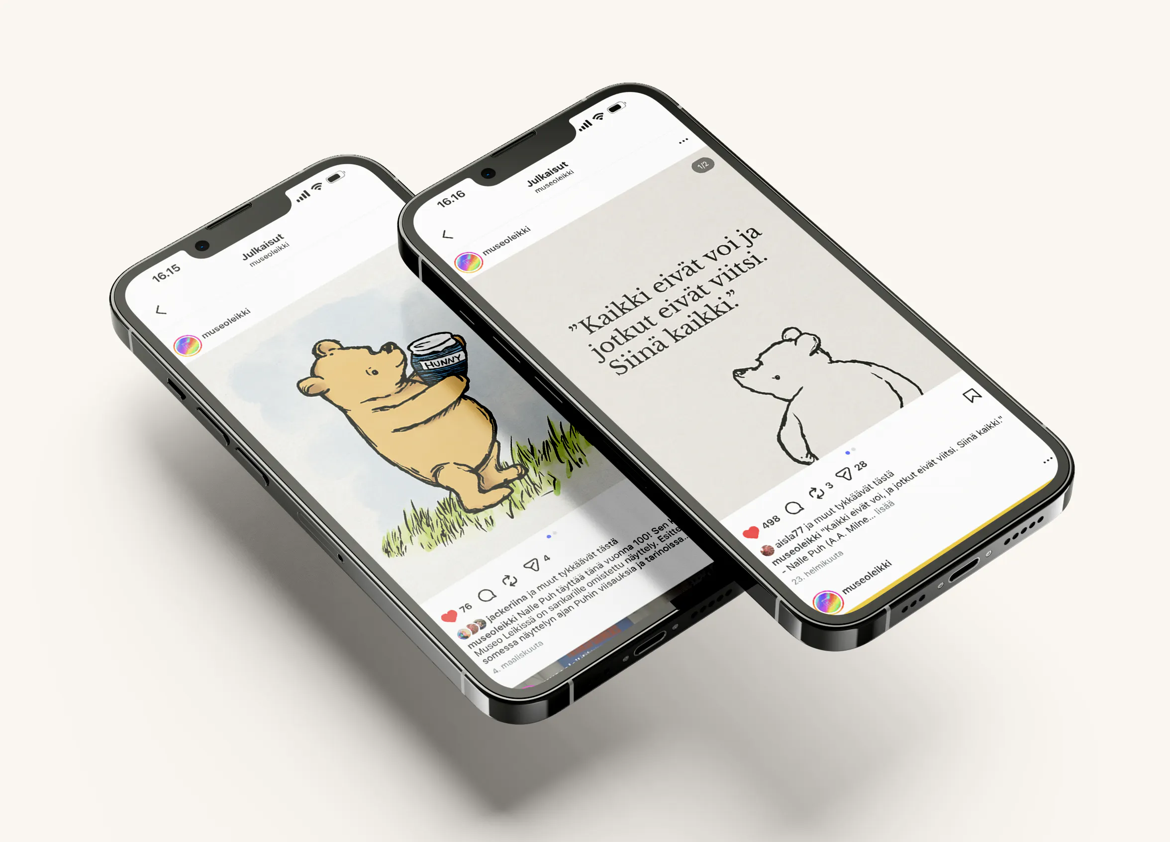 Two examples of Winnie the Pooh themed social media posts
