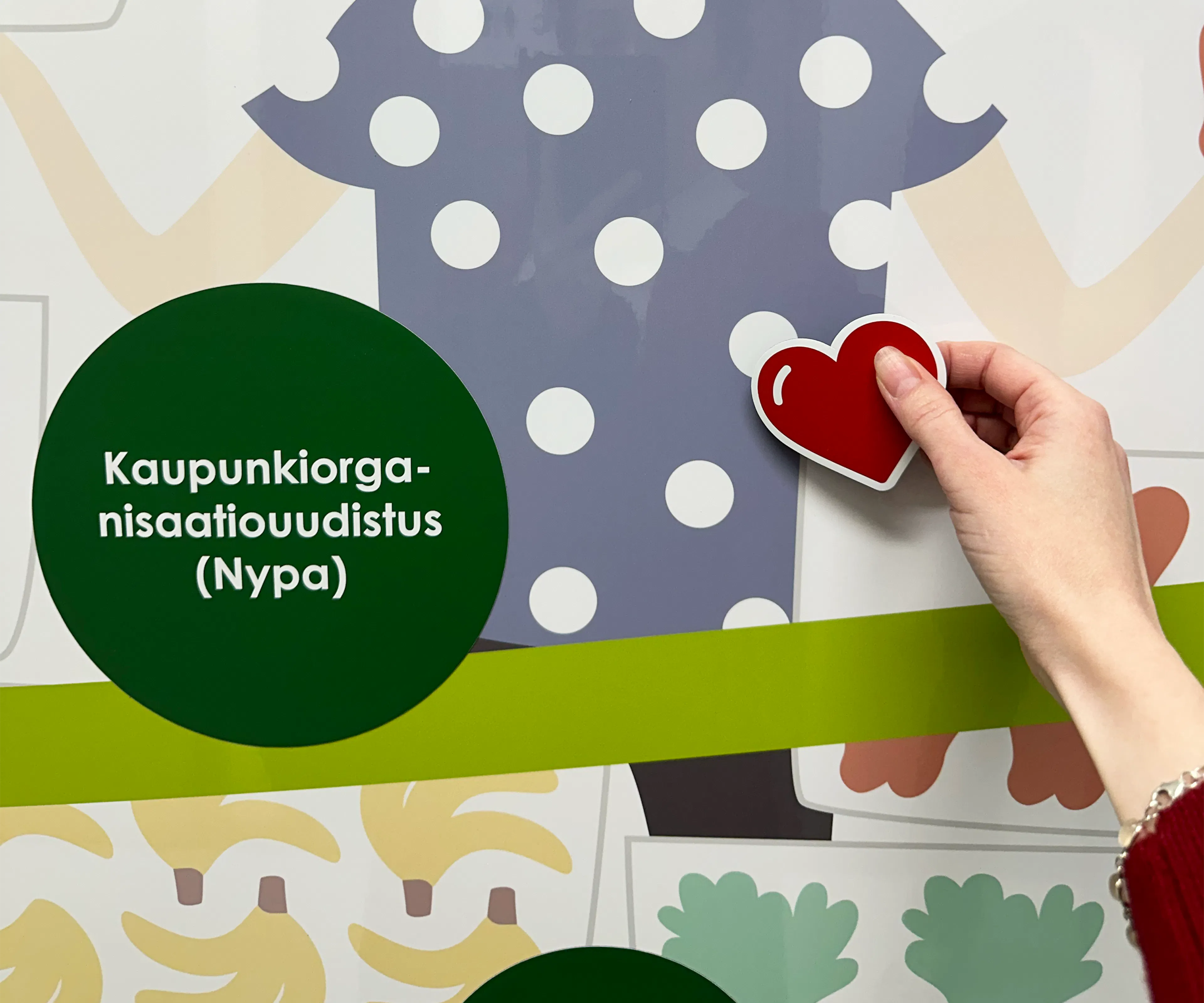 Close up of Yhteinen pöytä magnet board