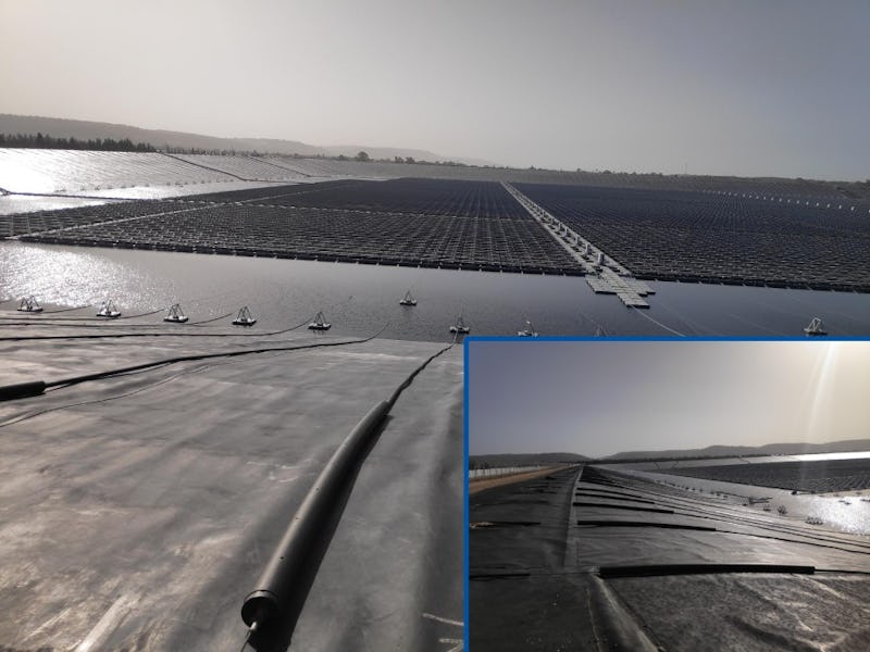 Floating Solar Farm anchored on Marine Flex elastic mooring system